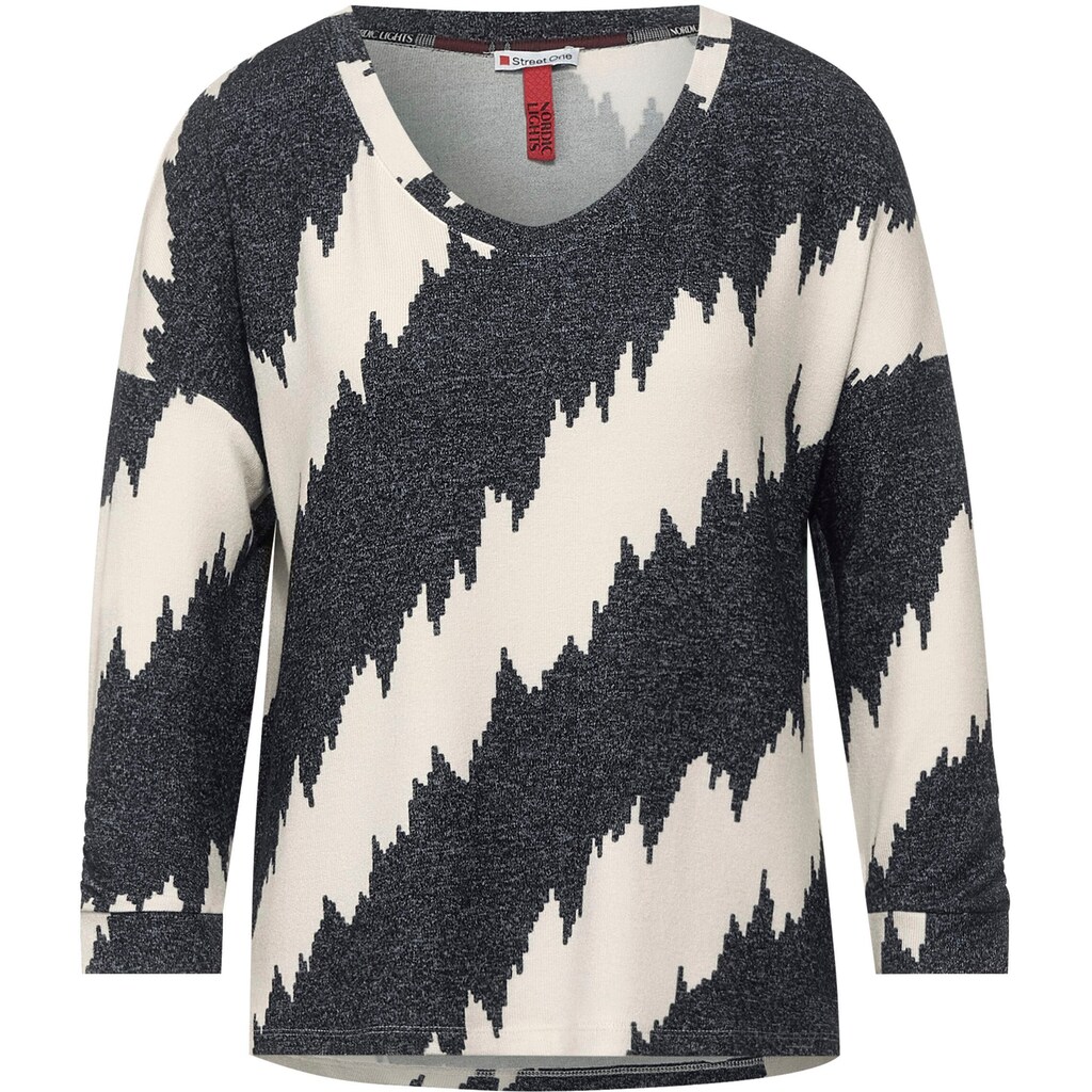 Damenmode Shirts & Sweatshirts STREET ONE 3/4-Arm-Shirt »Style Ellen«, mit Allover Musterung schwarz-weiß