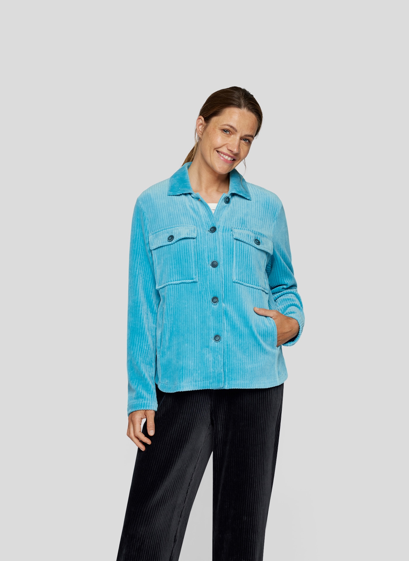 Rabe Klassische Bluse "RABE Cordjacke in strahlendem Blau"