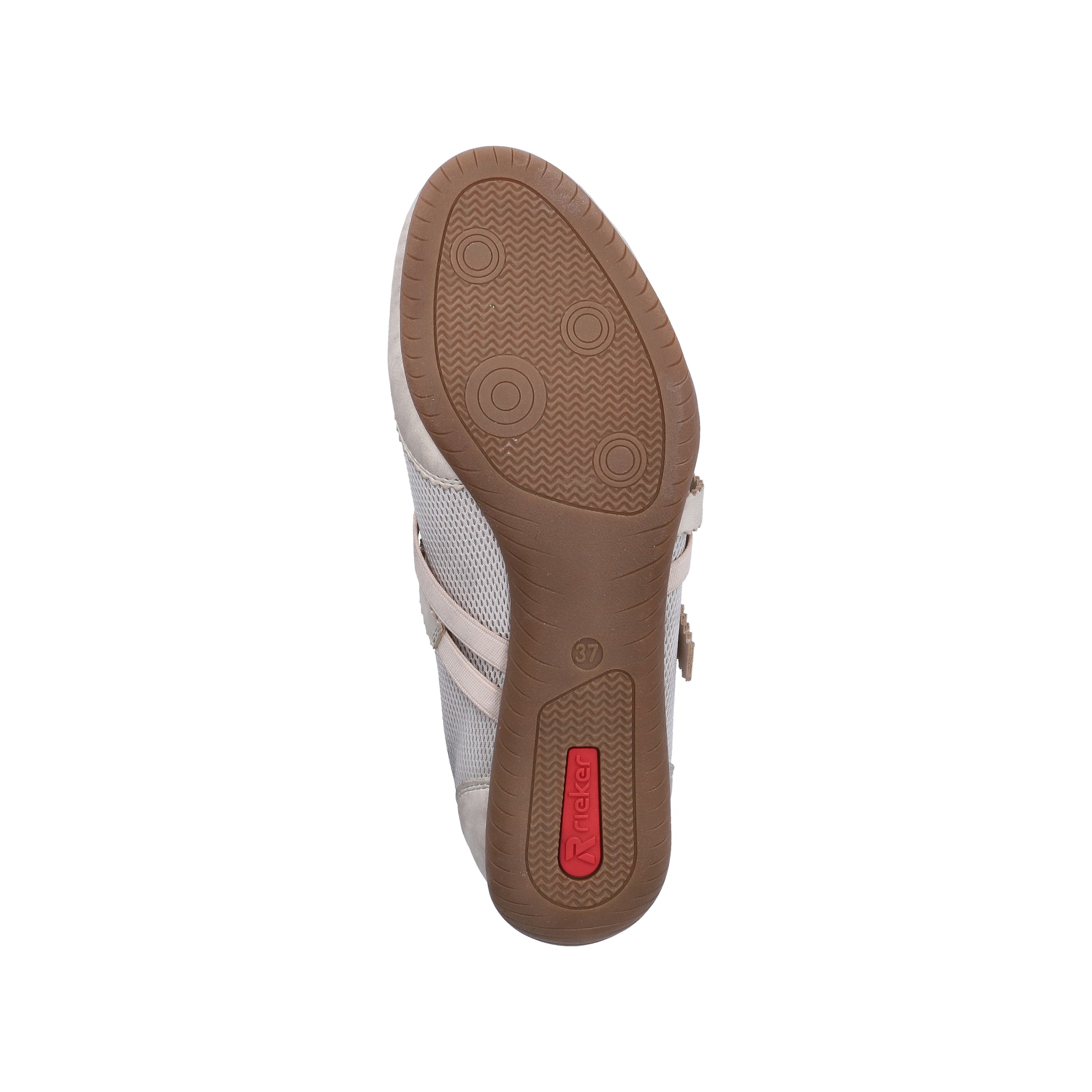 Riemchenballerina RIEKER, Damen, Gr. 39, creme, Nubuklederimitat, Textil, unifarben, Basic, Schuhe Riemchenballerina, Schlupfschuh, Flats, Slipper mit Mesheinsatz 3