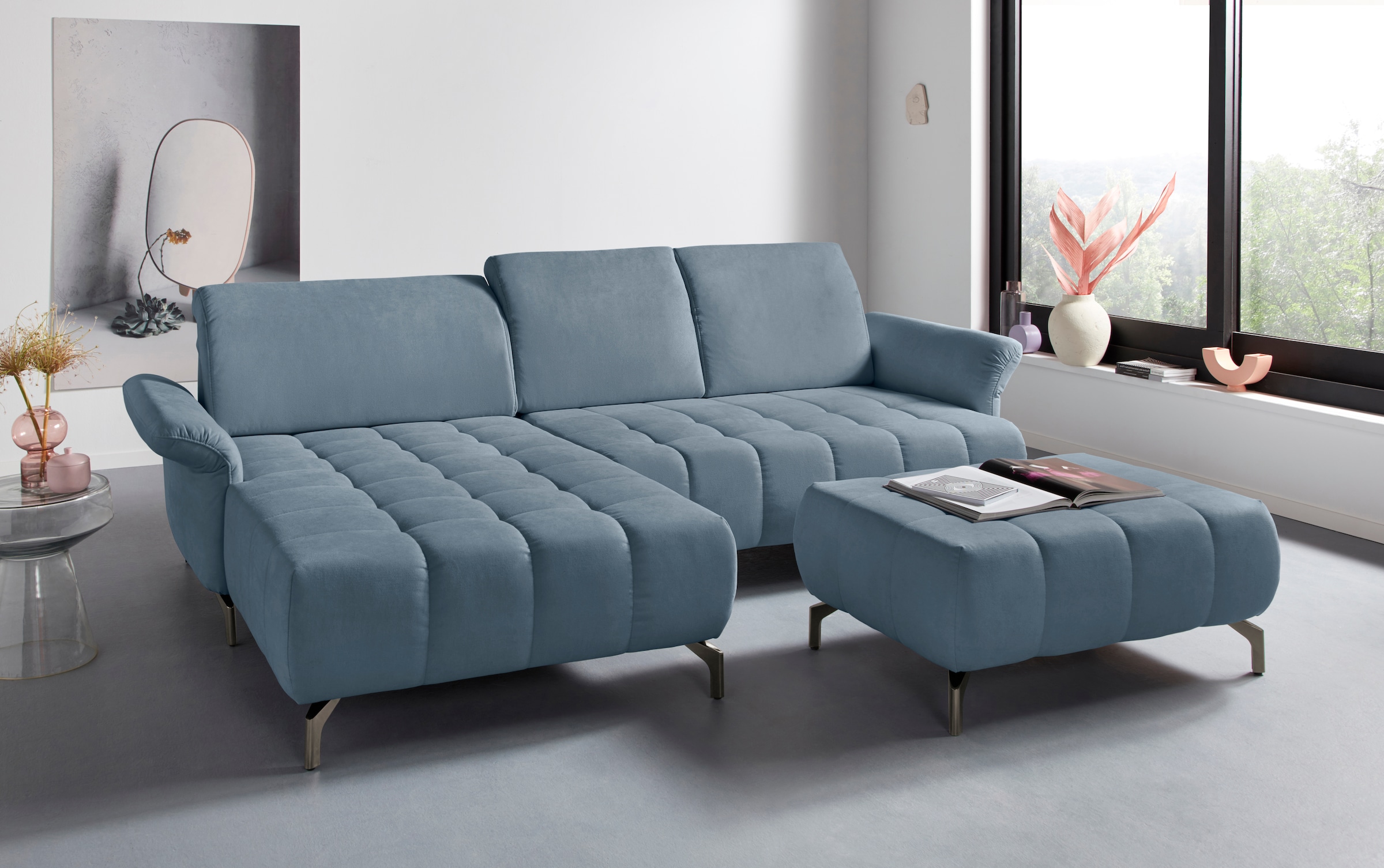 INOSIGN Ecksofa »Fresh L-Form«, Federkern, wahlweise Kopfteilverstellung und motorischer Vorziehsitz