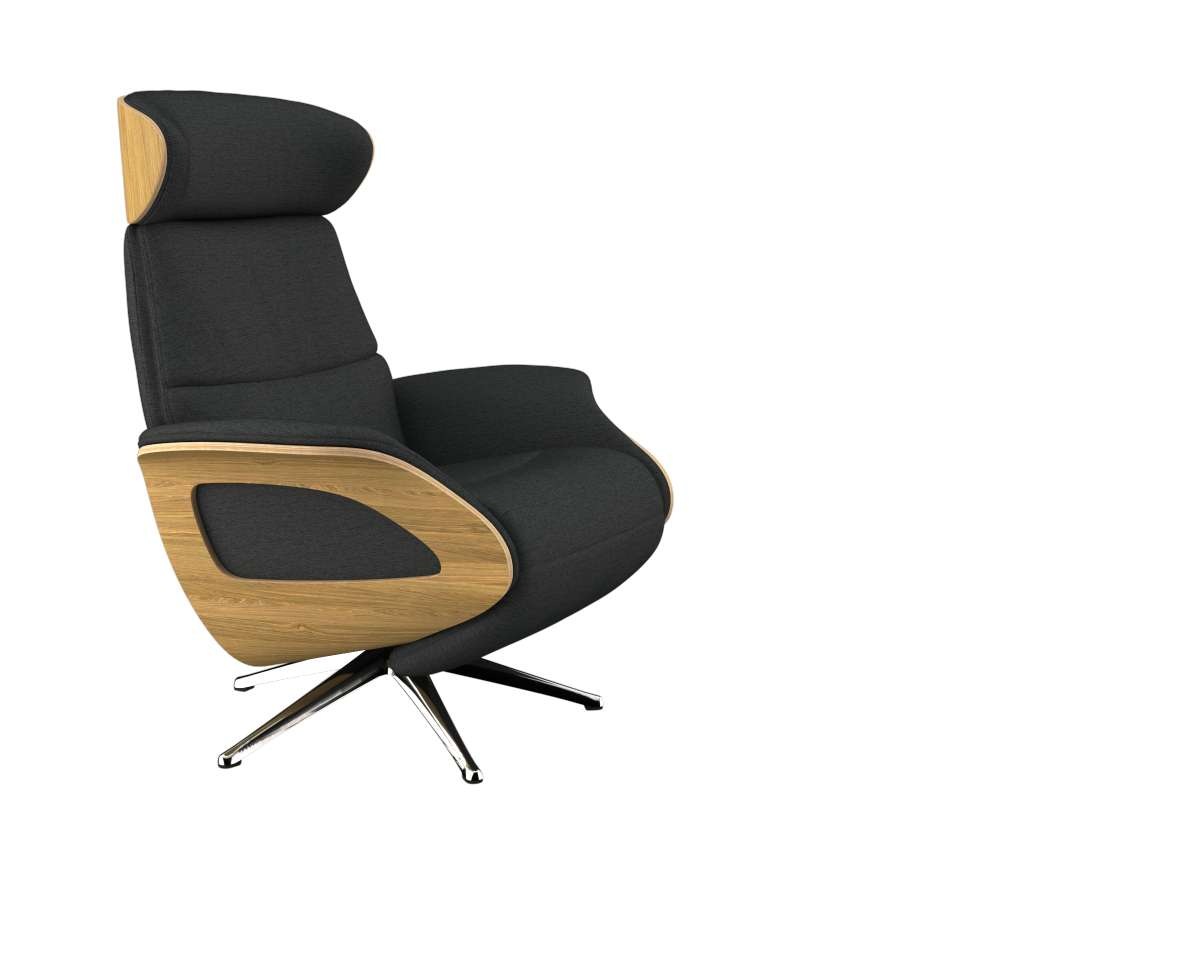 FLEXLUX Relaxsessel »Clement elektrischer Funktionsessel« Größe M, Rücken & Fußteil elektrisch, Akku, Arml. Eiche, Fuß Alu