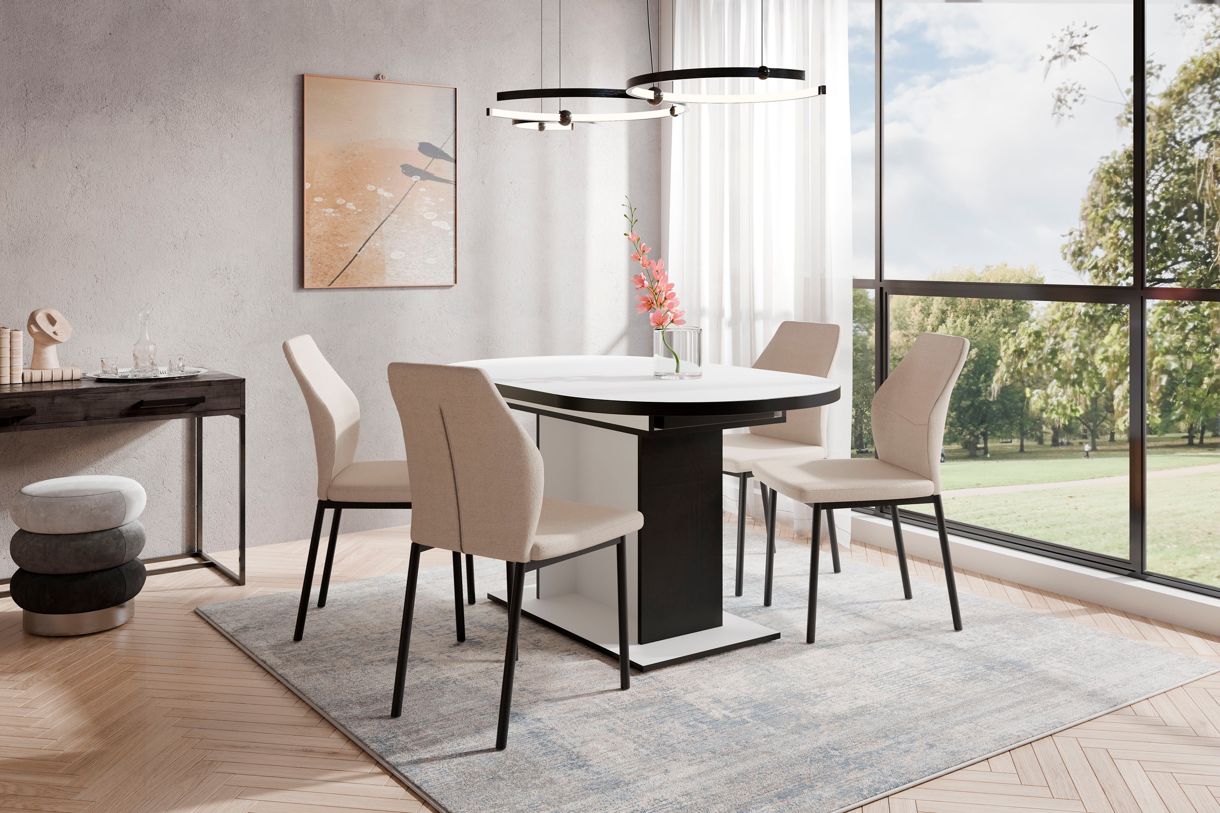 OTTO home Essgruppe "Basel, Tischgruppe mit 4 Stühlen, Esstisch ausziehbar günstig online kaufen