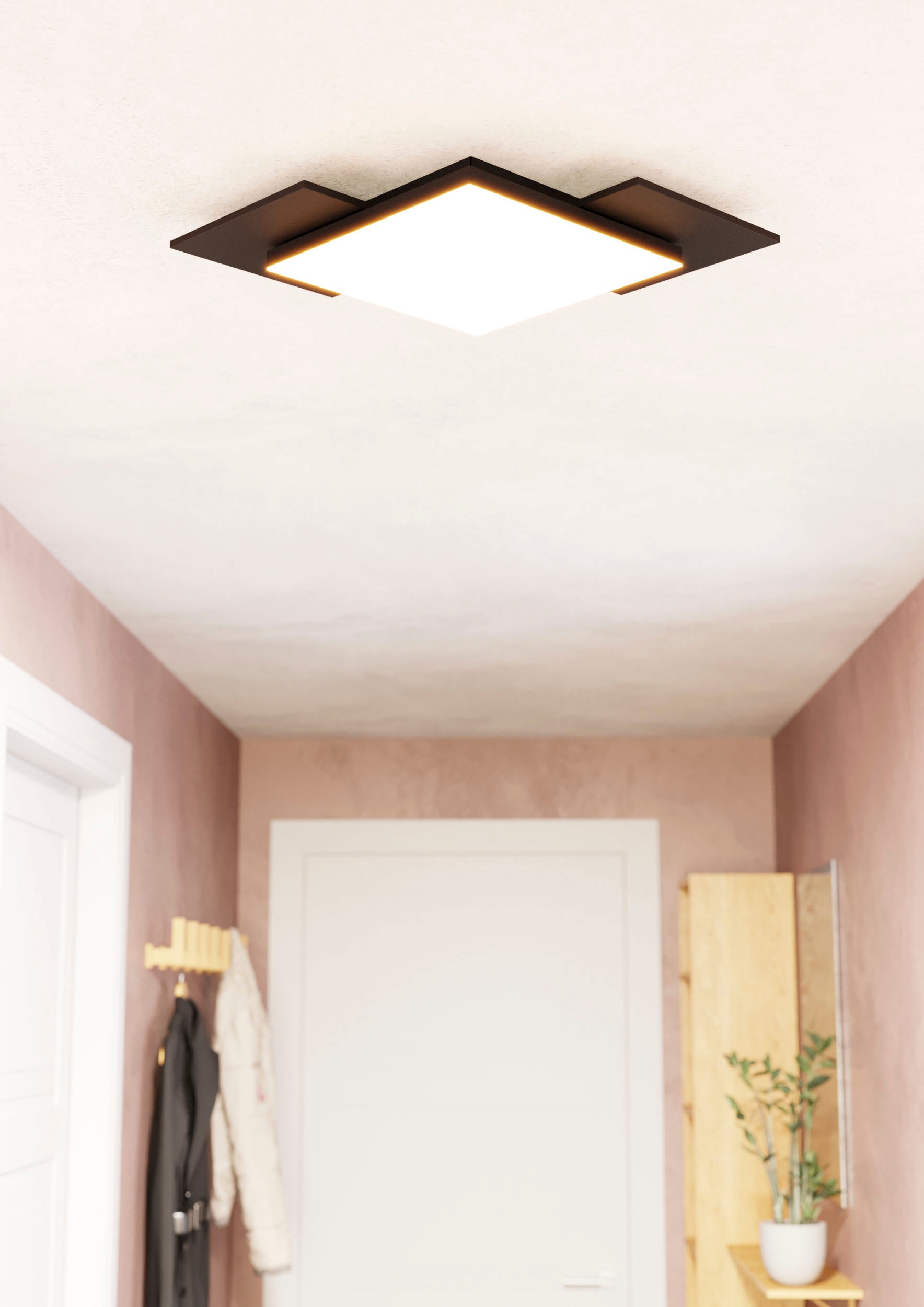 EGLO Deckenleuchte »TAMURIA«, Leuchtmittel LED-Modul | LED fest integriert, Deckenleuchte in schwarz und braun aus Stahl, Holz - Warmweiß