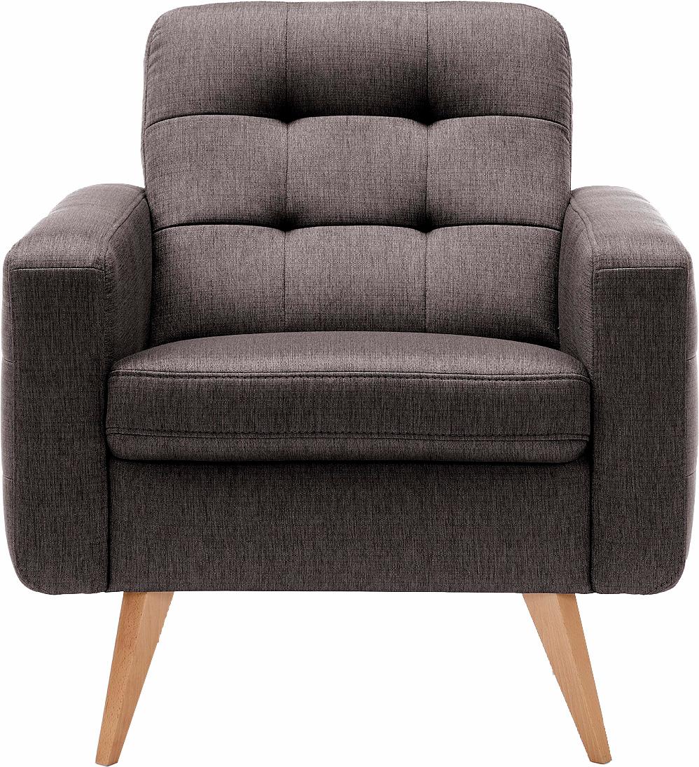 exxpo - sofa fashion Sessel "Nappa, Loungesessel, Rückensteppung, bequem & modern, Breite 81cm" hohe Holzfüße