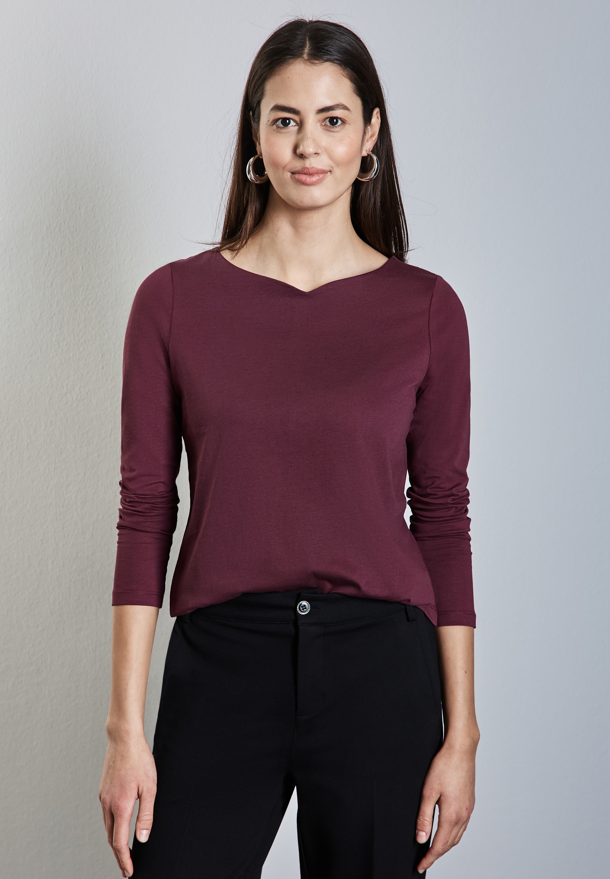 STREET ONE Langarmshirt, aus reiner Baumwolle
