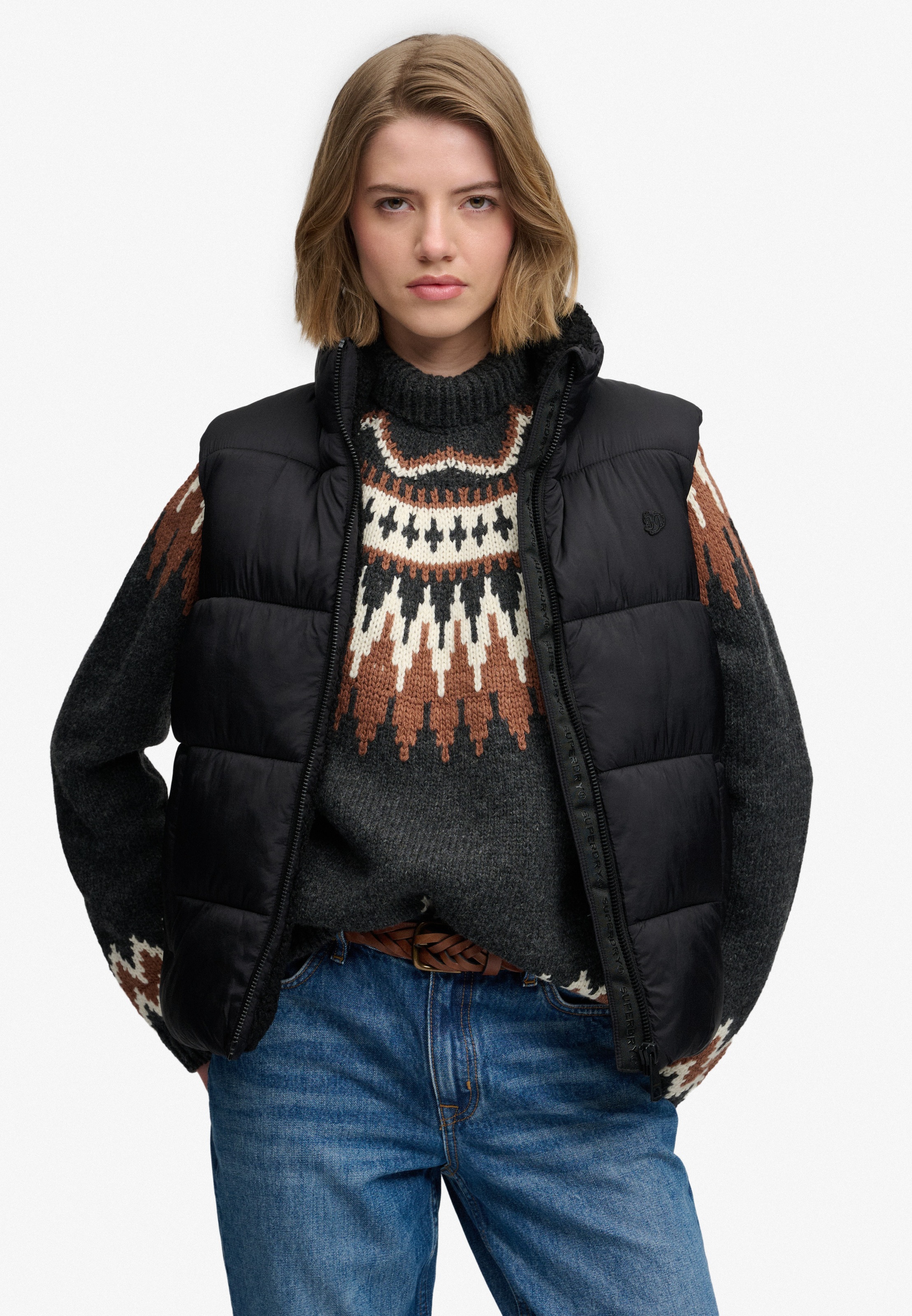 Superdry Steppweste »BORG LINED GILET« Kunstfaser, regular fit
