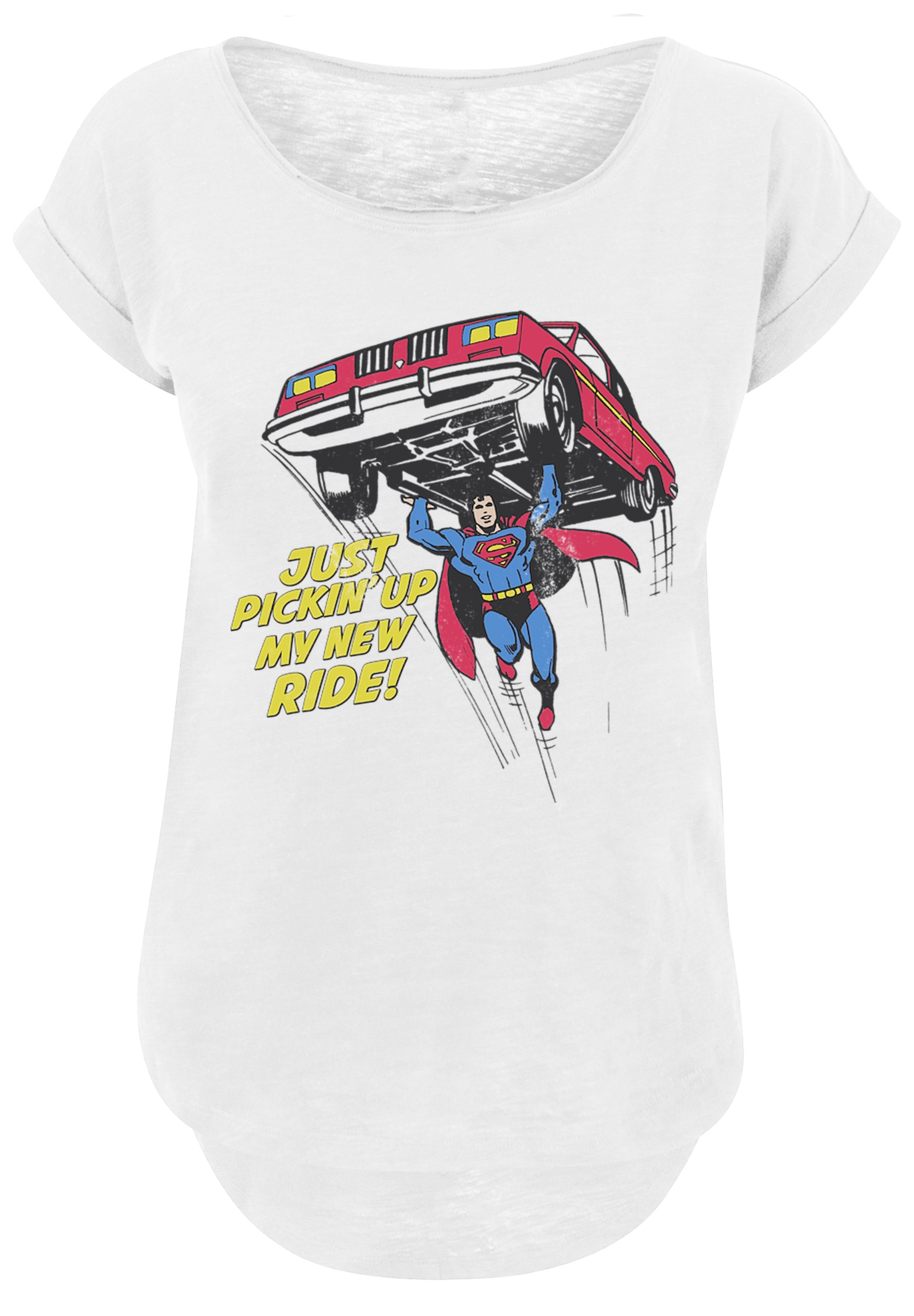 F4NT4STIC T-Shirt »DC Comics Superman New Ride Superheld«, Damen,Premium Merch,Lang,Longshirt,Bedruckt