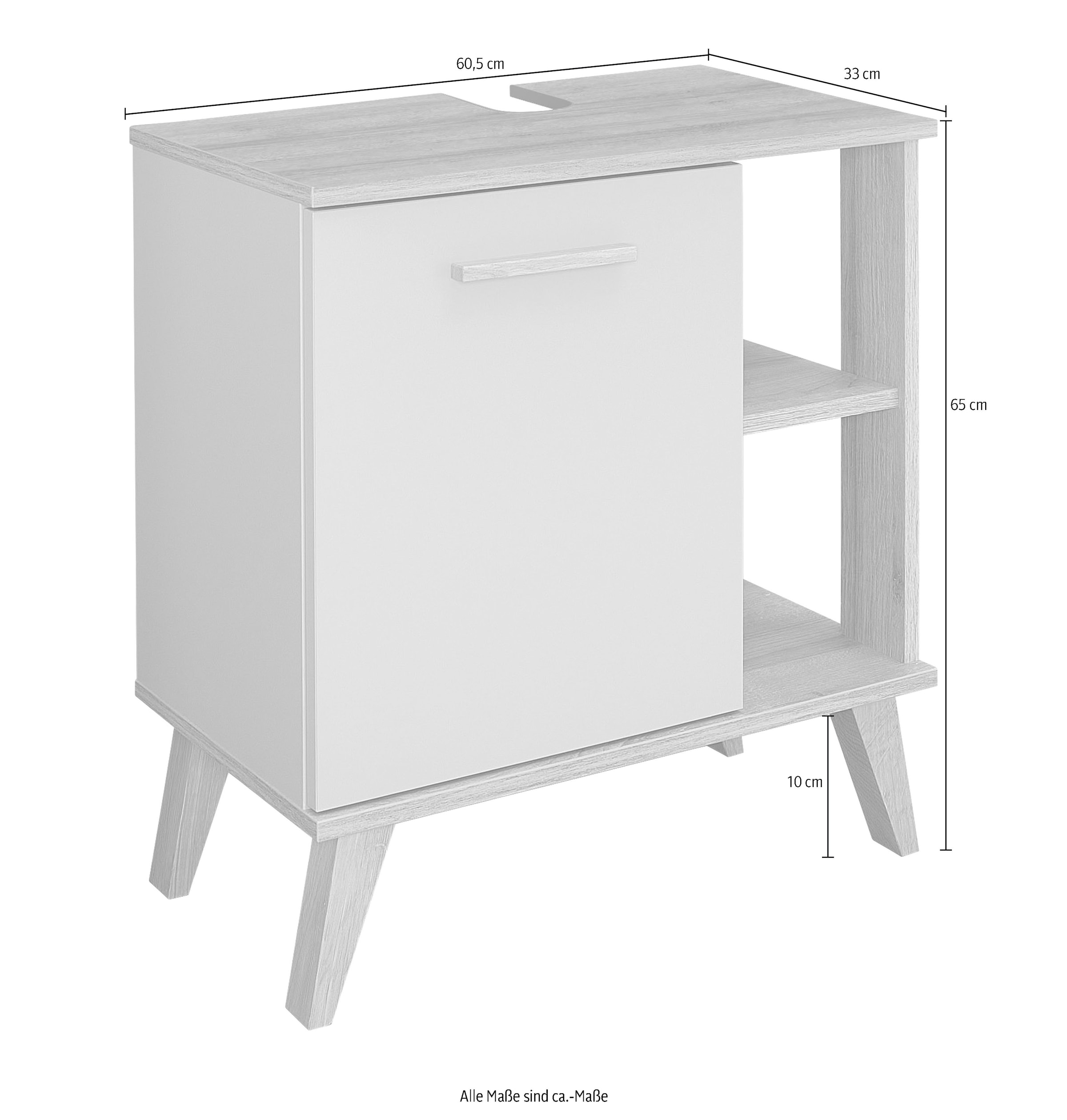 Saphir Badmöbel-Set »Quickset 2-teilig, Waschbeckenunterschrank mit LED-Spiegel«, (2 St.), Waschplatz inkl. Türdämpfer, 60,5 cm breit, 1 Tür, seitliche Ablagen