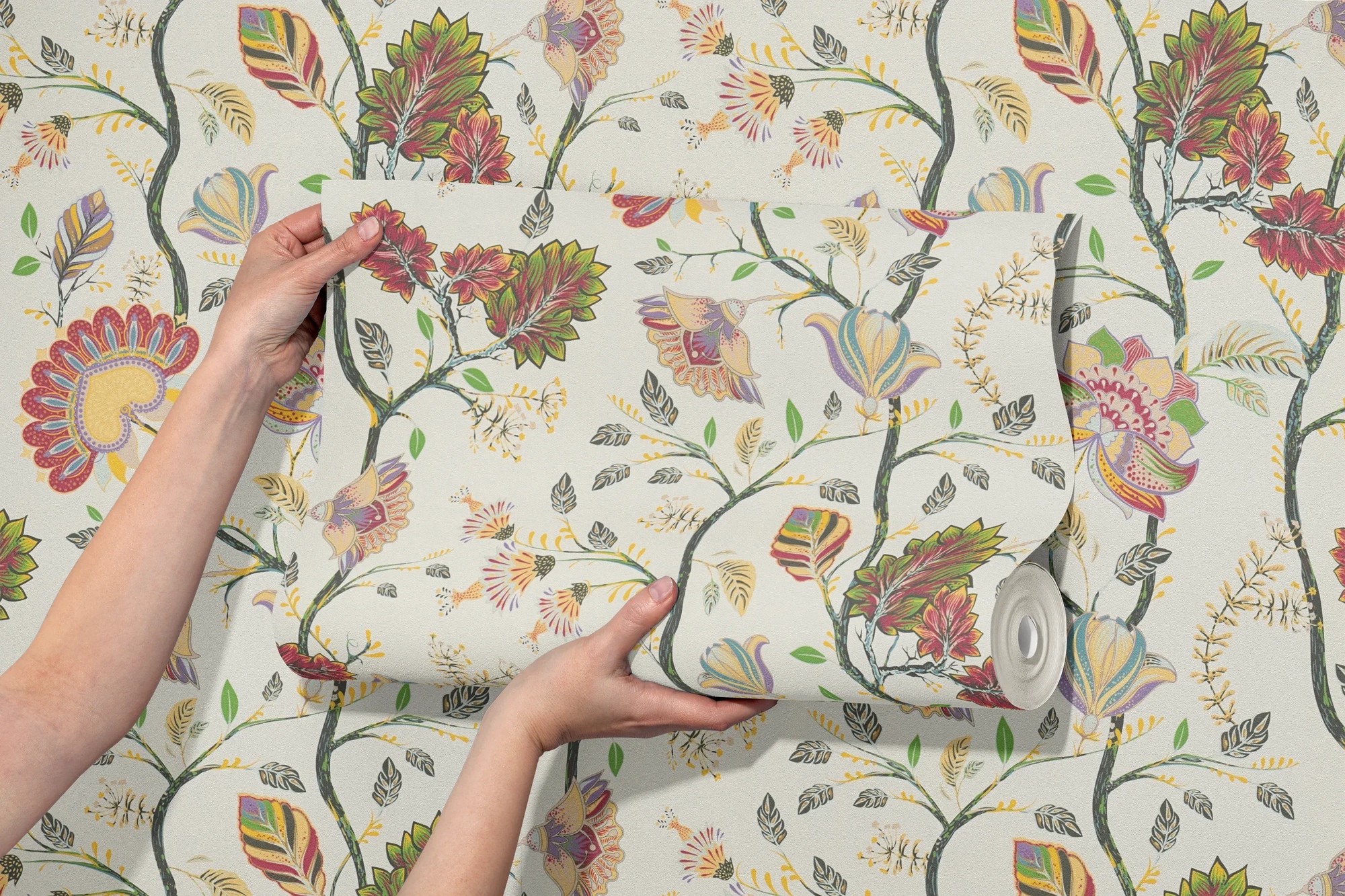 A.S. Création Vliestapete »Bunte Floral« geblümt leicht strukturiert Vliestapete floral Blumen Landhaus, Bunt und Creme