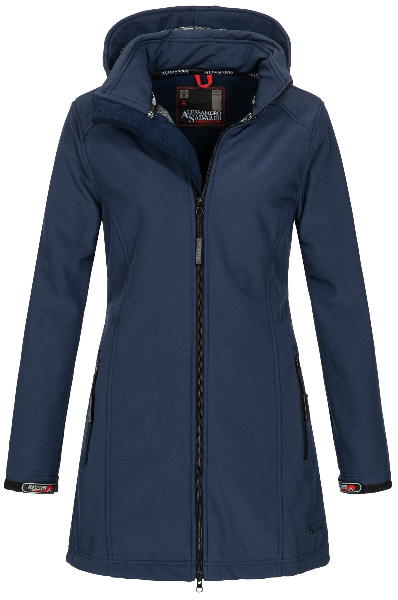 Alessandro Salvarini Softshelljacke "Alessia", lang mit abnehmbarer Kapuze