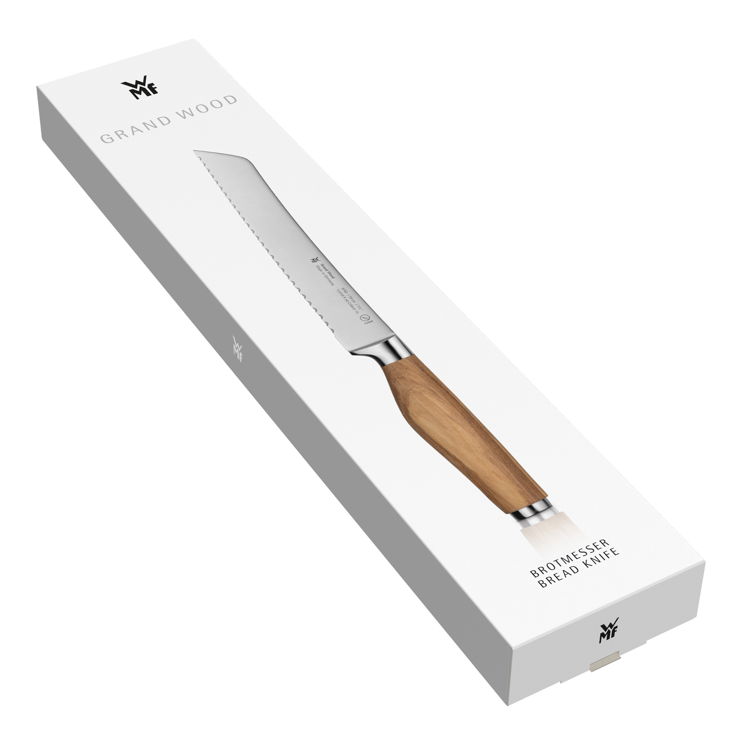 WMF Brotmesser »Grand Wood«, (1 tlg.), 19 cm, Olivenholzgriff, handgeschmiedeter Spezialklingenstahl