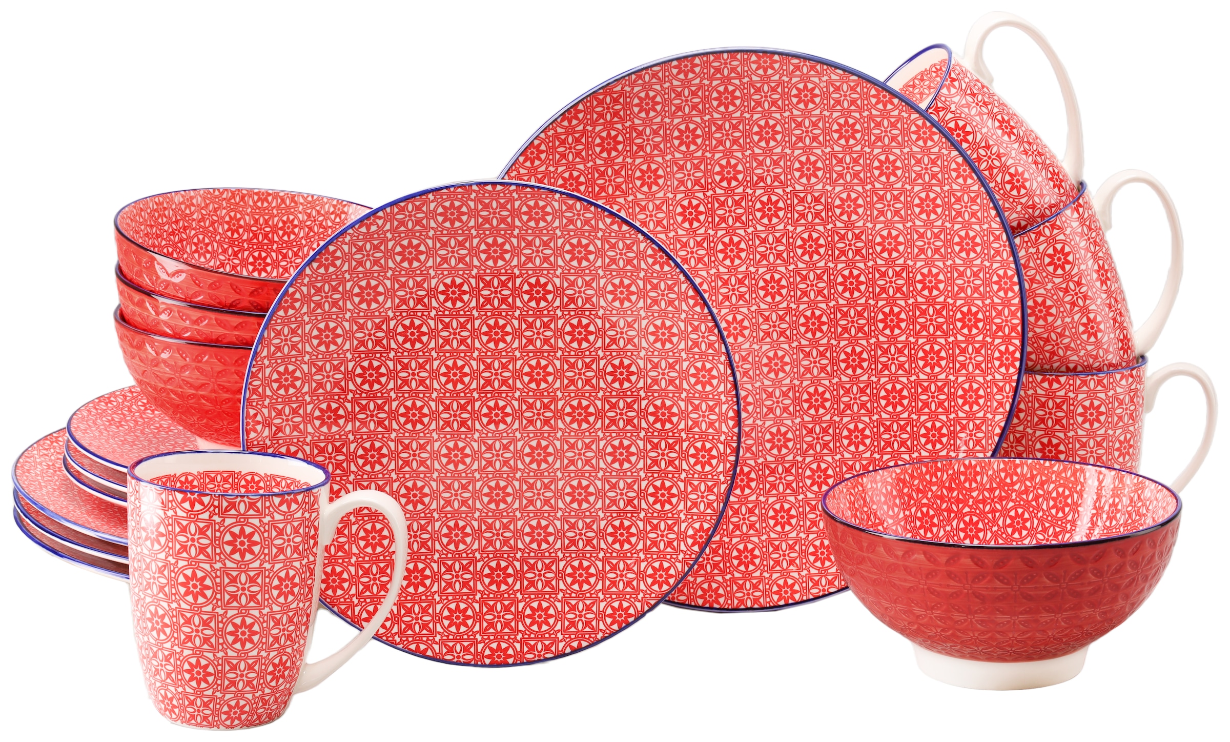 CreaTable Kombiservice "Mediterran, Service 16-tlg." Mediterraner Flair, Traditionell keramische Motive