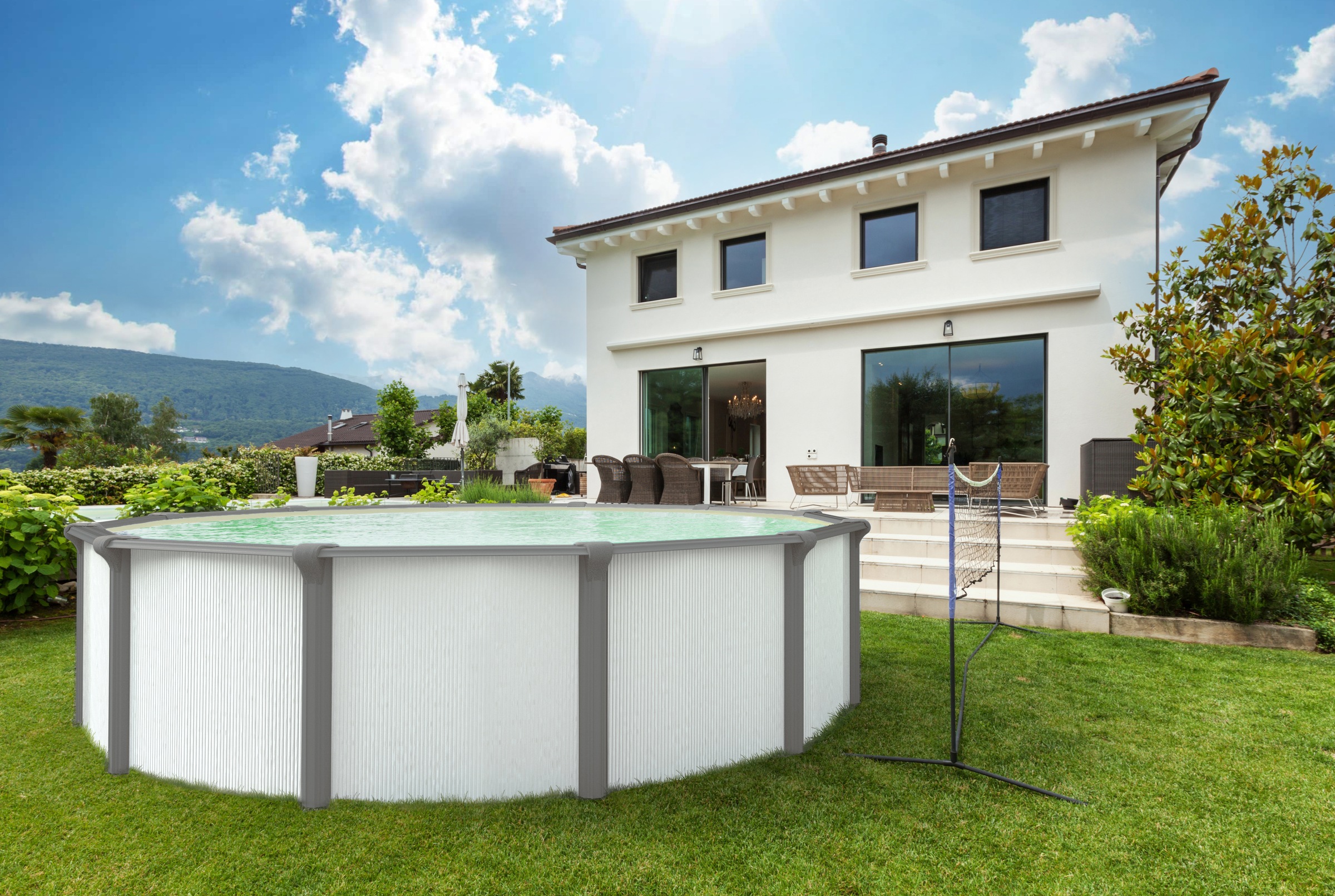 KWAD Rundpool "Green line Evolution" 5,5x1,32 white- design Folie in blau, günstig online kaufen