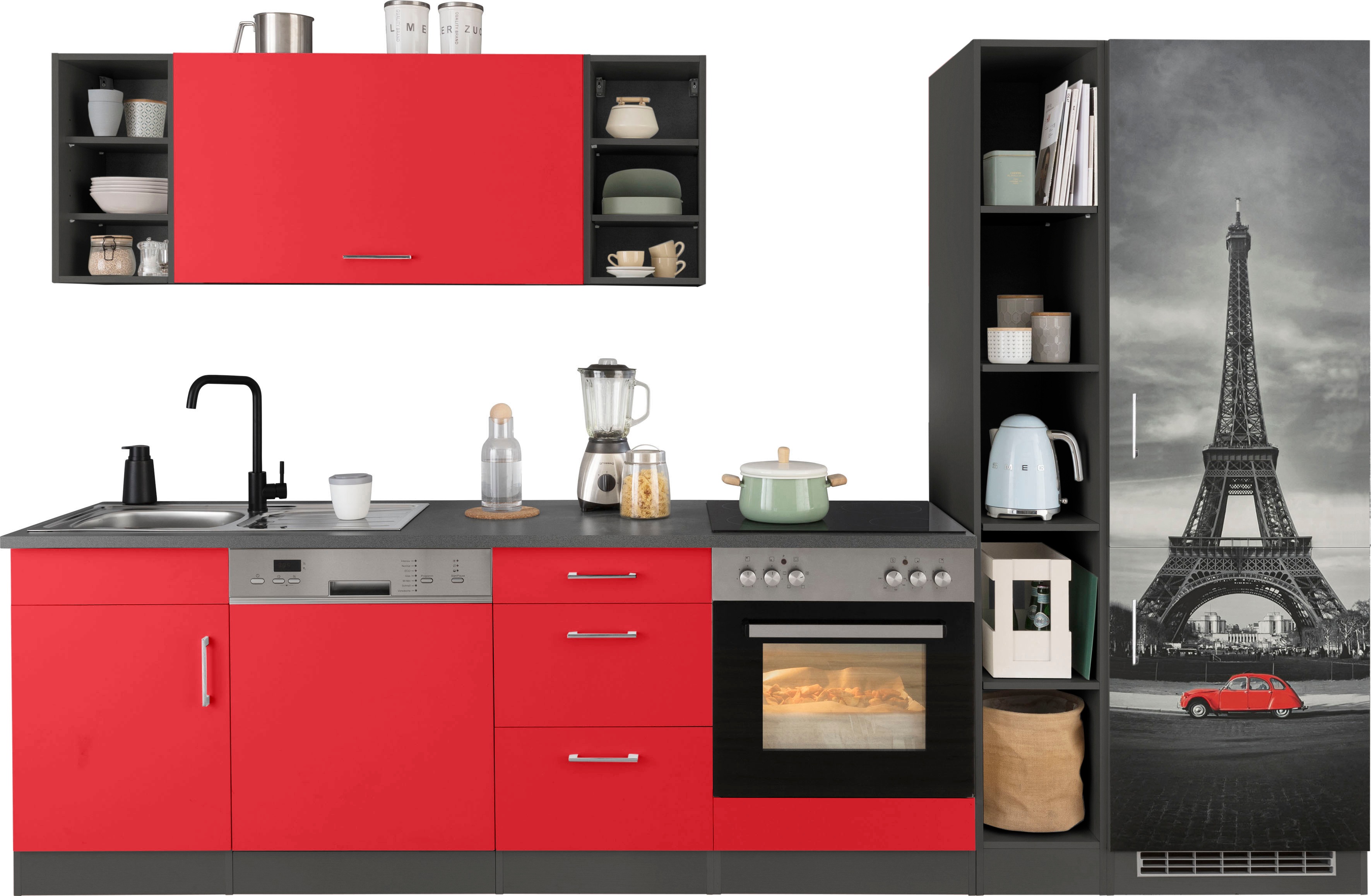 Thumbnail - KOCHSTATION Küchenzeile "KS-Paris – Küchen mit einzigartigen Fotomotiven auf den Fronten" Breite 310 cm, wahlweise mit E...