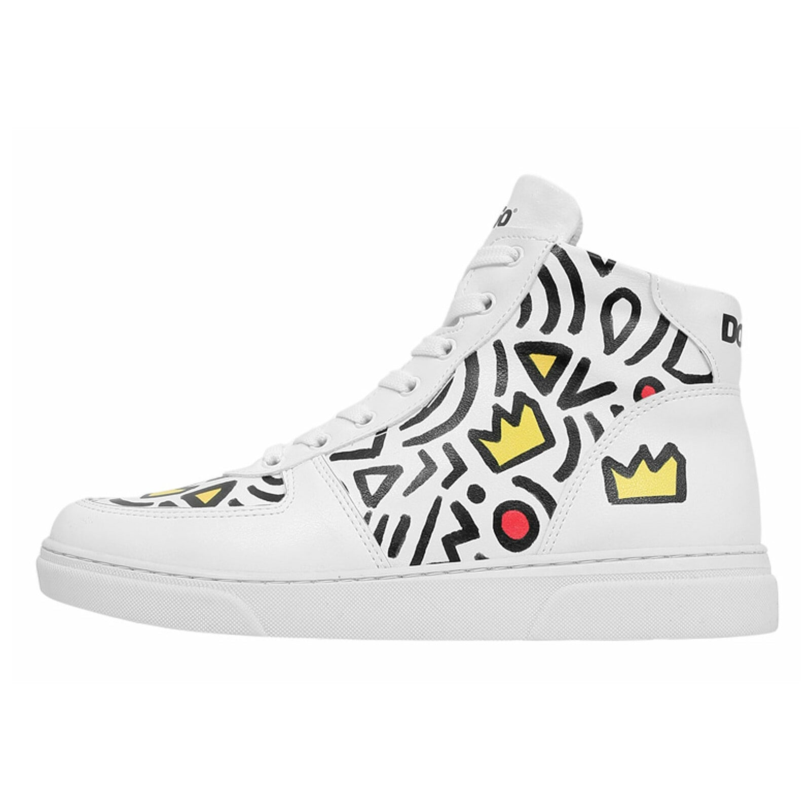 DOGO "Ace Boots Abstract Outline White Damen High Sneaker, Ace Boots" Handgefertigt