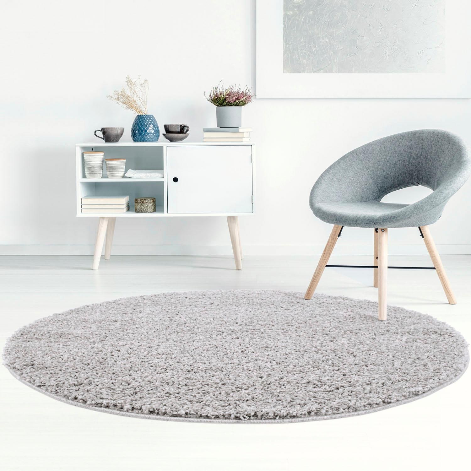 Carpet City Hochflor-Teppich »Shaggi uni 500«, rechteckig, Shaggy-Teppich,  Uni-Farben, Langflor, Weich | BAUR