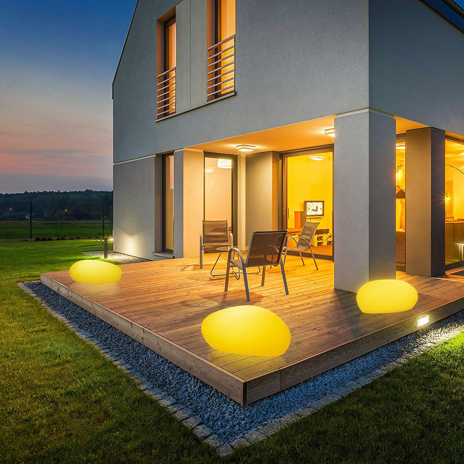 Thumbnail - my home LED Solarleuchte "Elowyn, LED-Solar Steinleuchte 50 cm" LED-Modul 1 Stk. RGB  Warmweiß mit Erdspieß