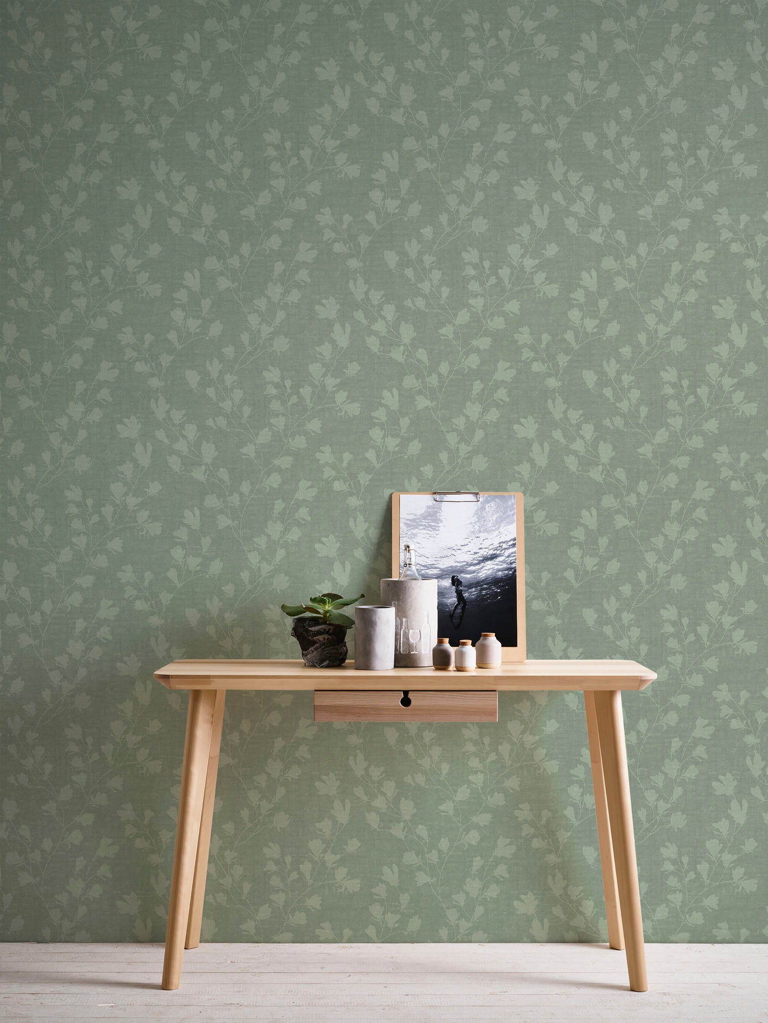 A.S. Création Vliestapete "Nara Blätterranke" gemustert matt neutral leicht strukturiert Tapete Natur Tapeten Wohnzimmer Schlafzimmer Küche modern Design Optik