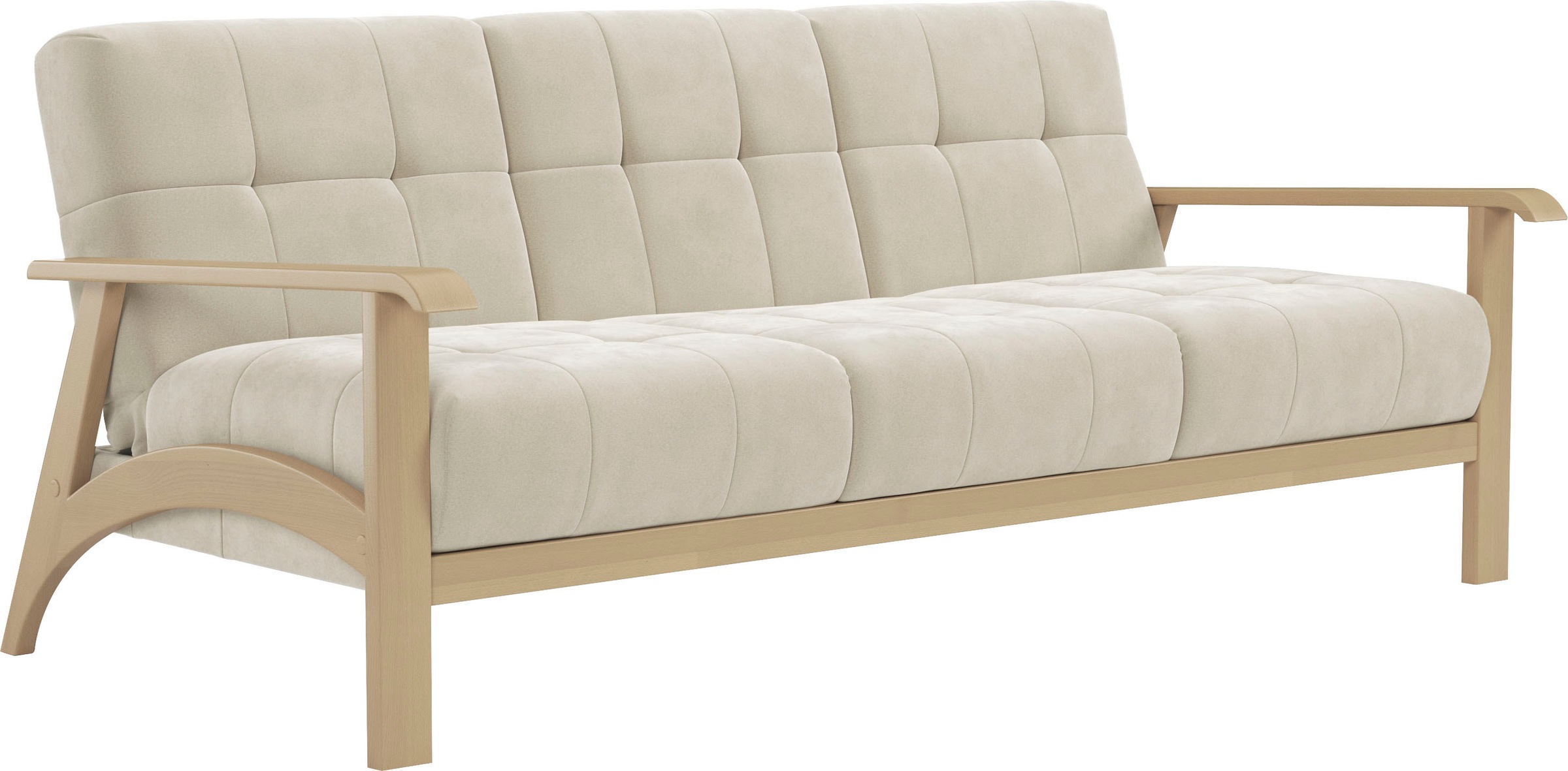 sit&more 3-Sitzer »Billund« Armlehnen aus Buchenholz in natur, verschiedene Bezüge und Farben