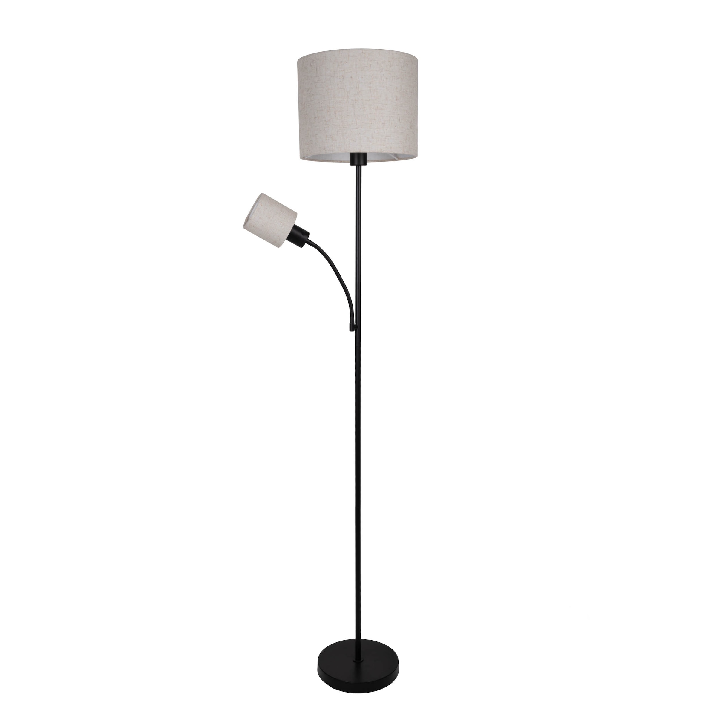 "NÄVE Stehlampe ""Filomena"", schwarz, 2, Ø 30,1cm H: 165cm, 1 Stk., Leuchten, Schirm braun, inkl. Lesearm, inkl. Druckschalter, H: 165cm, Stehlampe"