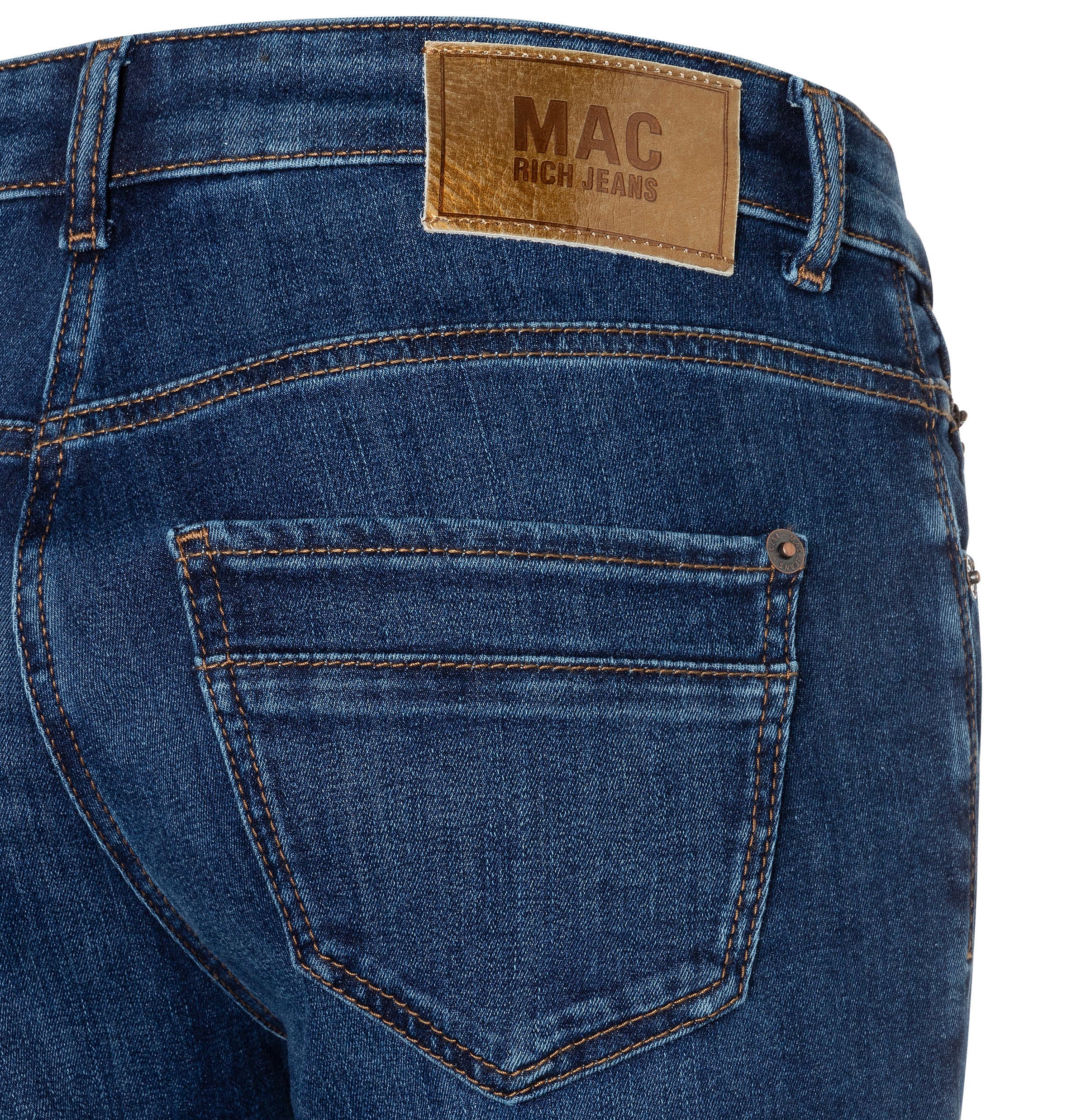 Slim-fit-Jeans MAC "RICH SLIM", Damen, Gr. 44, Länge 32, schwarz sea blau, Denim/Jeans, Obermaterial: 82% Baumwolle, 9% Polyester, 5% Elastomultiester, 4% Elasthan, unifarben, slim fit lang, Jeans Slim-fit-Jeans, mit Stretch 3