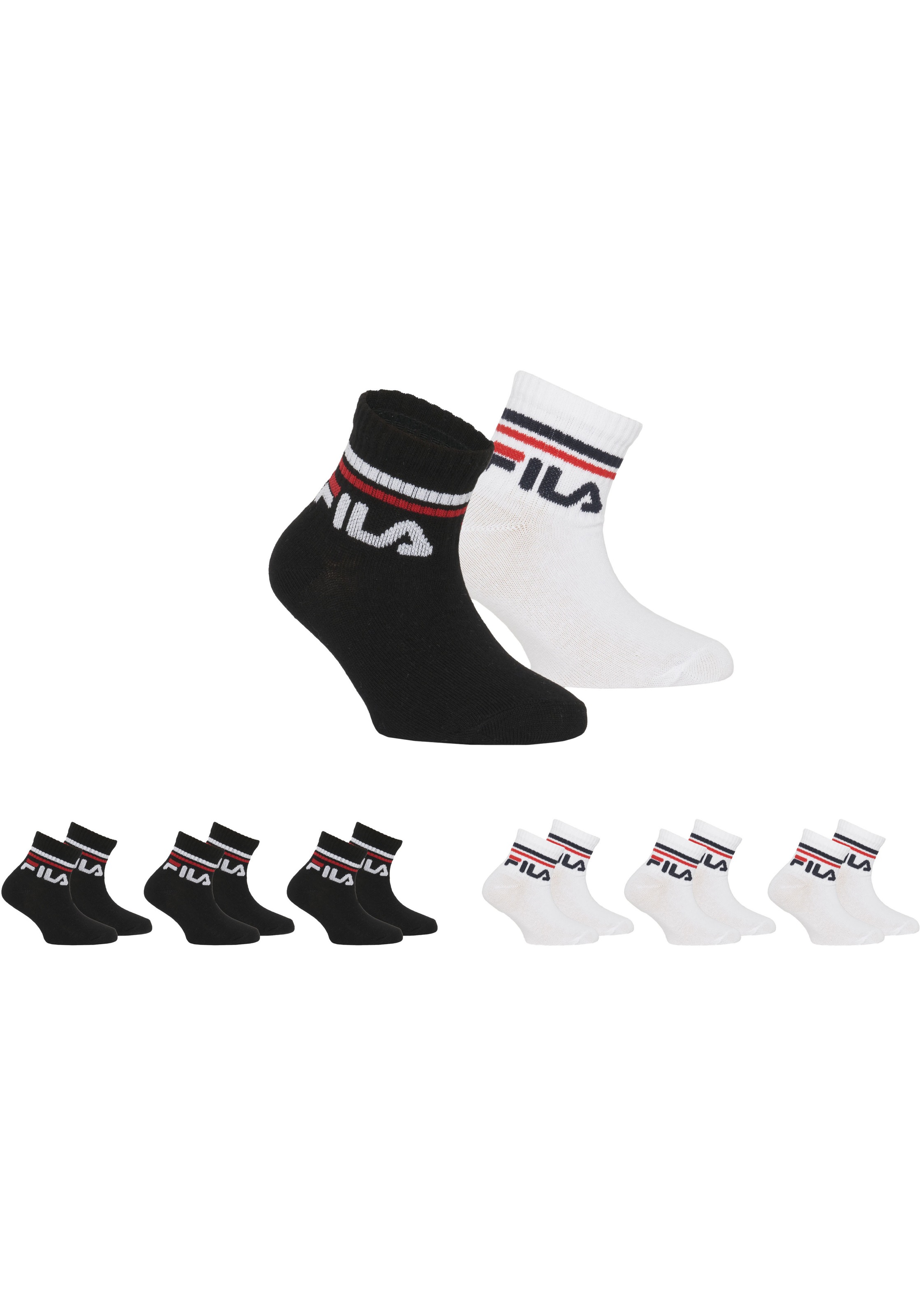 Fila Kurzsocken »JUNIOR UNISEX QUARTER PLAIN SOCKS«, (6 Paar), mit eingestricktem Logo im Bündchen, Kindersocken