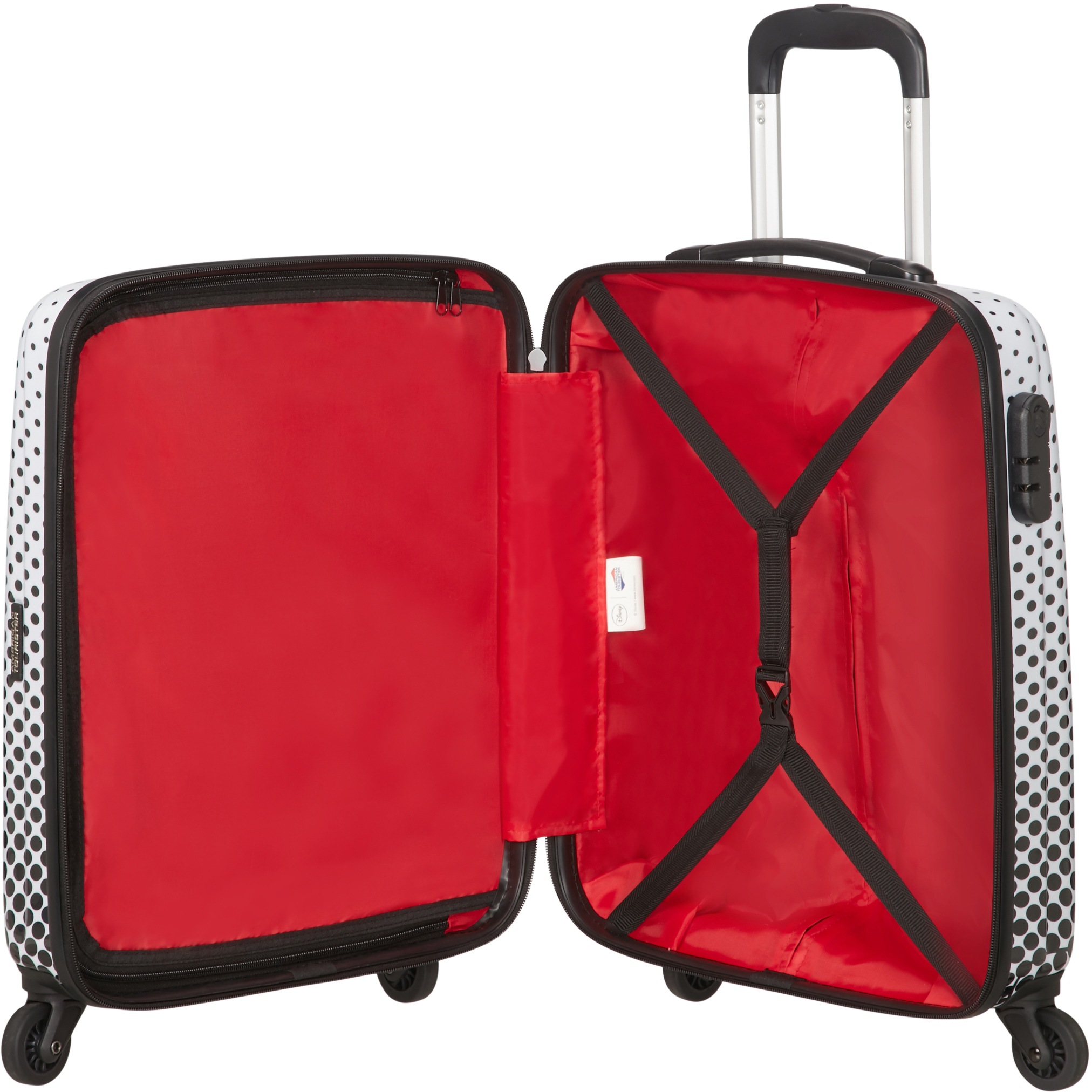 American Tourister® Hartschalen-Trolley »Disney Legends, Mickey Mouse Polka Dot, 55 cm«, 4 Rollen, Kinder Reisegepäck Handgepäck-Koffer TSA-Zahlenschloss