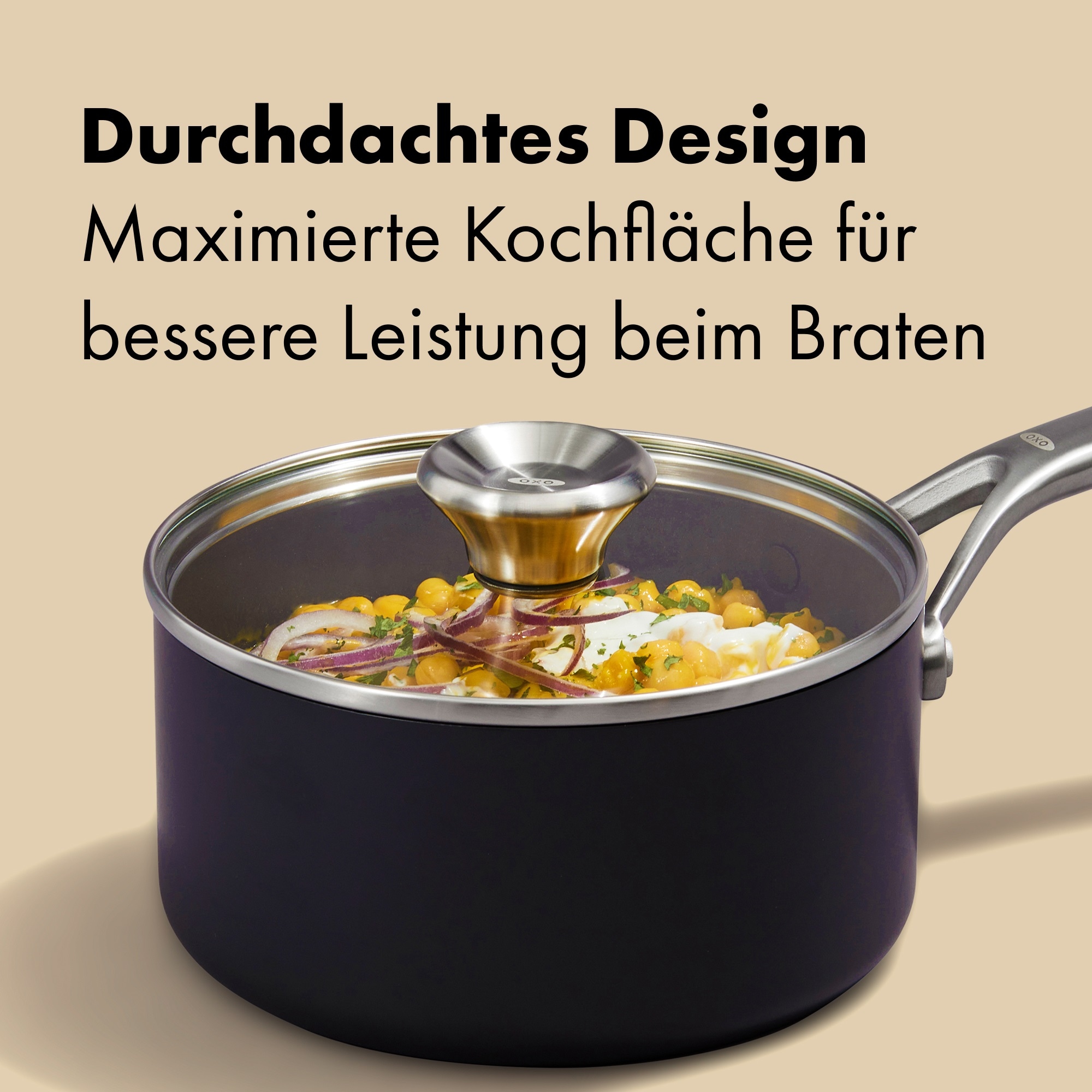 OXO Good Grips Topf-Set »Ceramic Professional Antihaft-Stieltopf-Set – 16 & 18 cm« 4 tlg. Edelstahl | Keramik
