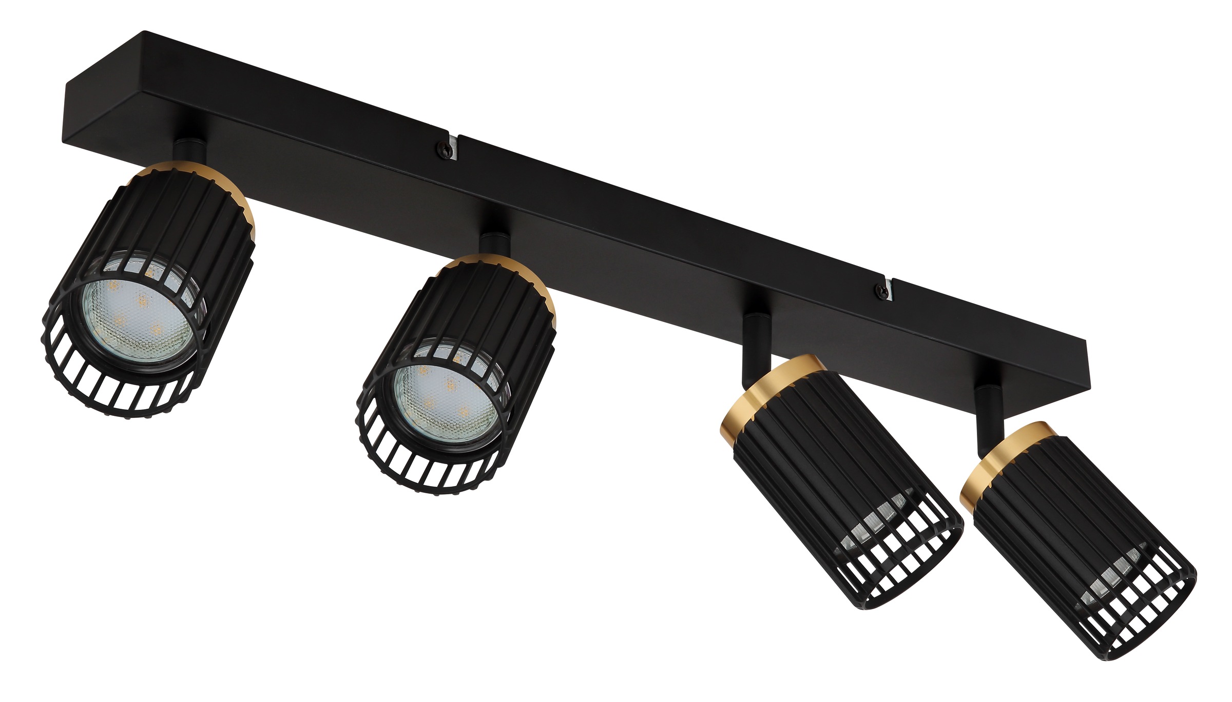 GLOBO LIGHTING Deckenspot »KORBEN« GU10 1 Stk. Schwarzer Strahler mit Aluminium schwarz-gold, E14 4x25W