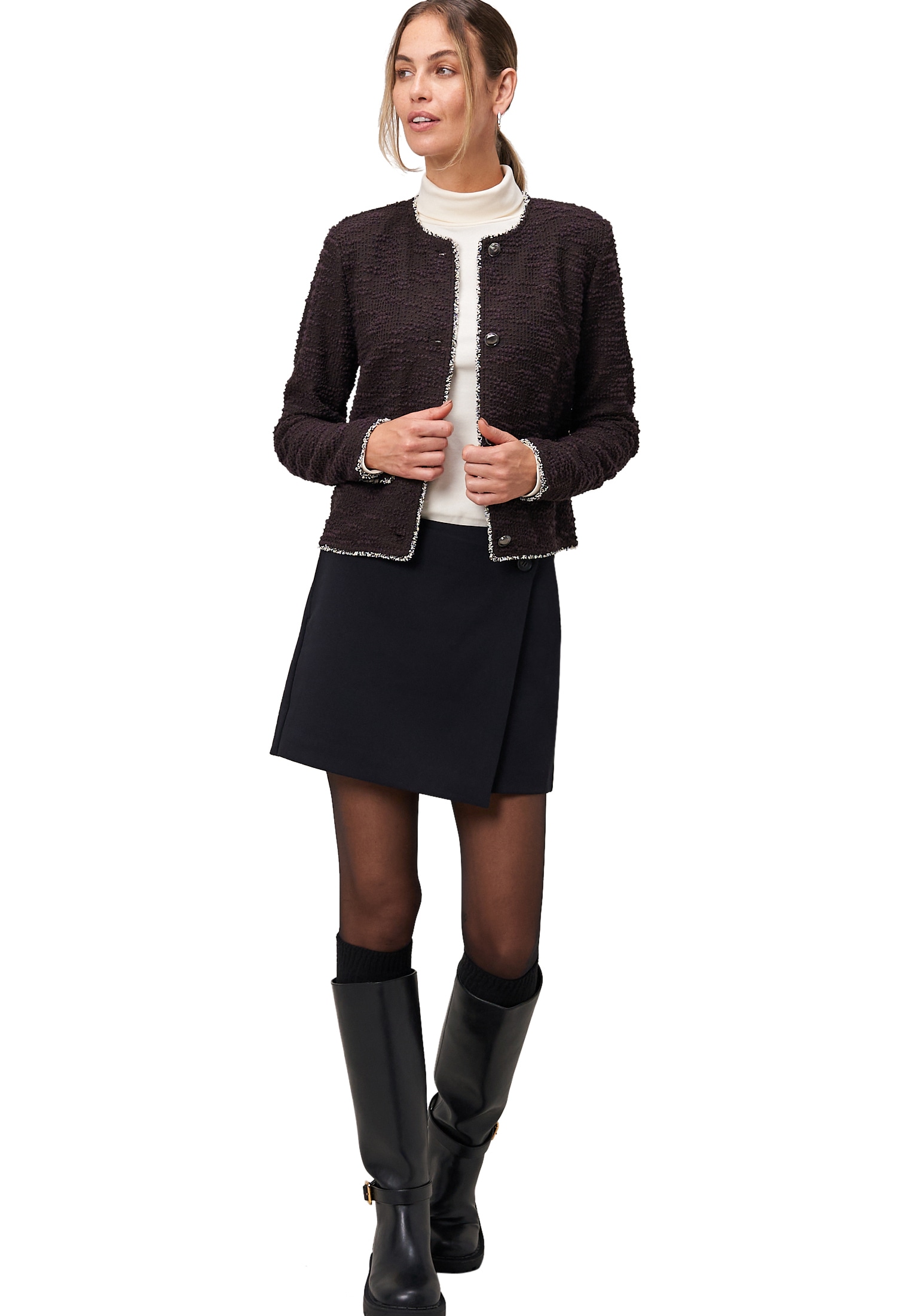 Zero Jackenblazer »zero Damen Blazer Bouclè mit Knöpfen«, Knopfleiste