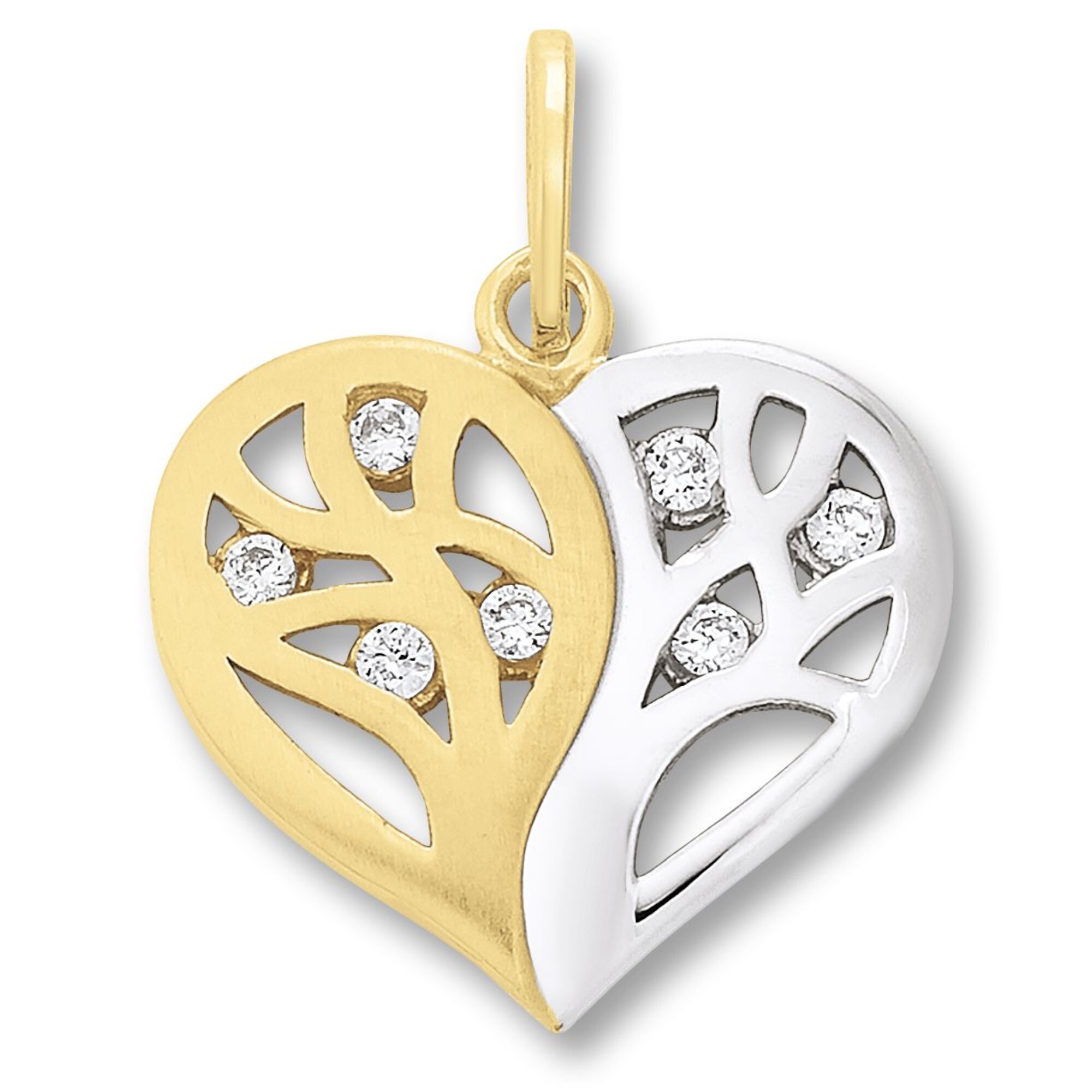 Kettenanhänger ONE ELEMENT "Zirkonia Herz Herz Anhänger aus 333 Gelbgold", gold, Schmuckanhänger, Damen, Gelbgold 333 Gold, Gelbgold 333, Gold, Kettenanhänger, Ein Geschenk von Herzen – zart, elegant & voller Symbolik