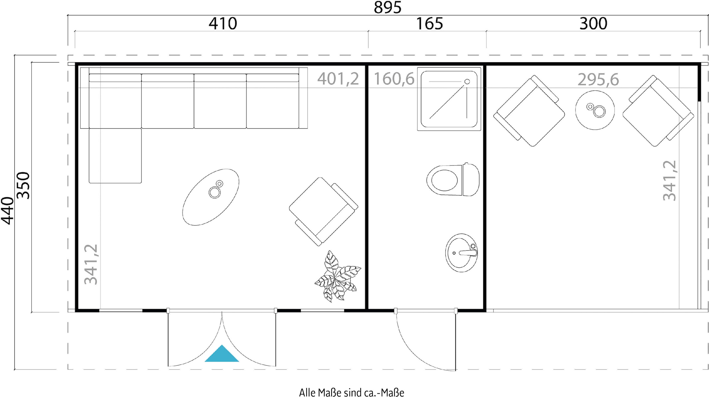 LASITA MAJA Gartenhaus-Anbaudach »für Gartenhaus Sicily 1 und 2« BxT 300x350 cm