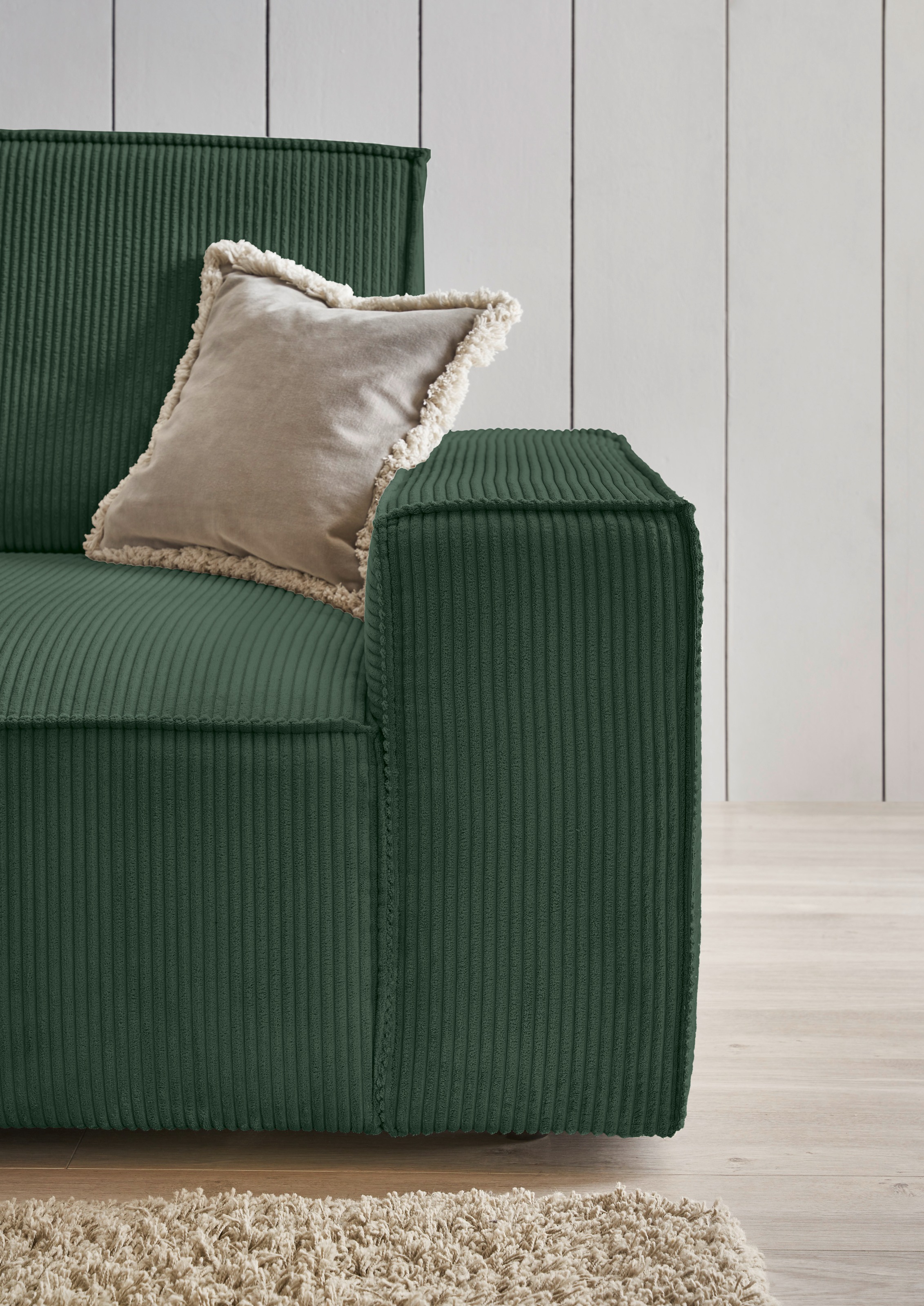 Home affaire Ecksofa »NEU: SHERWOODL XXL 284, Big-Sofa L-Form, tiefe Sitzfläche 95 cm, Cord,«, Leinenoptik, Recamiere rechts/links, auch als Schlafsofa stellbar