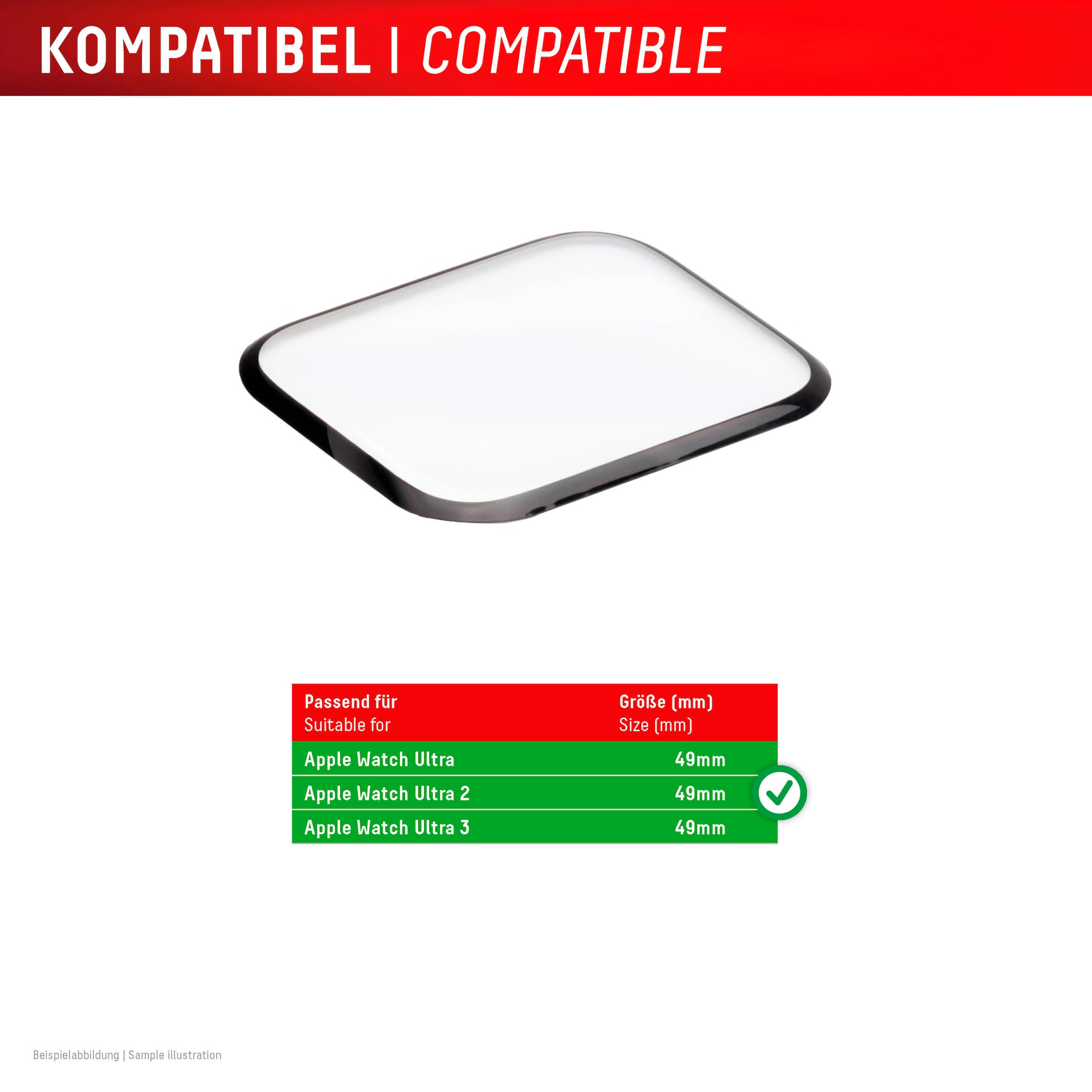 Displex Displayschutzglas »Smartwatch Glass Unbreakable Protector Full Cover« für Apple Watch Ultra 49 mm;Apple Watch  Ultra 2 49 mm;Apple Watch Ultra 3 49 mm Packung, 2x Acrylglas Protector,  Displayschutzfolie, kratz- & stoßfest