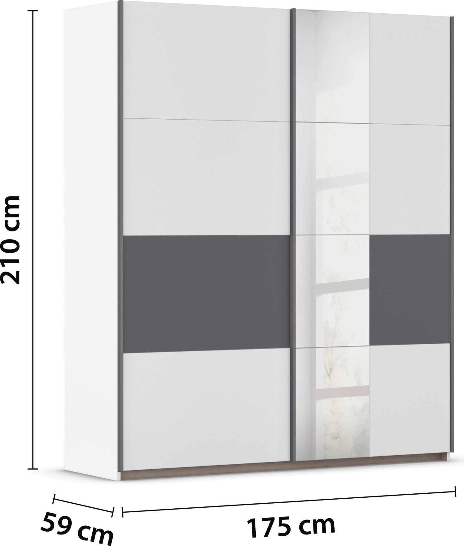 rauch Schwebetürenschrank »Kleiderschrank Schrank Garderobe Schlafzimmerschrank OXFORD«, (in 3 verschiedenen Ausstattungen BASIC/CLASSIC/PREMIUM), mit Griffleisten aus Metall, auch für kleinere Räume MADE IN GERMANY