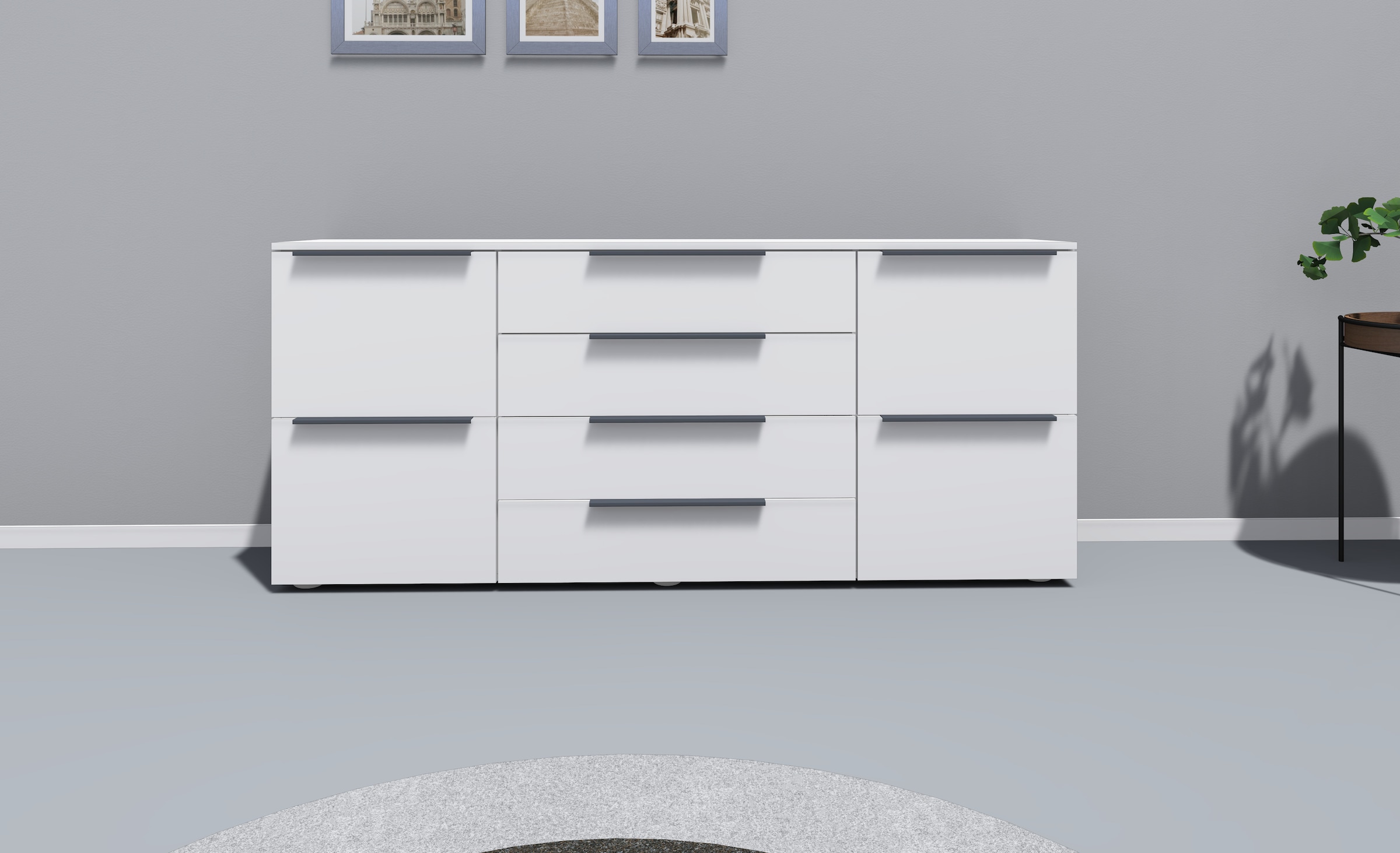 borchardt Möbel Sideboard »Tom«, Breite 166 cm, verstellbare Einlegeböden, lackierte Alu-Profilgriffe