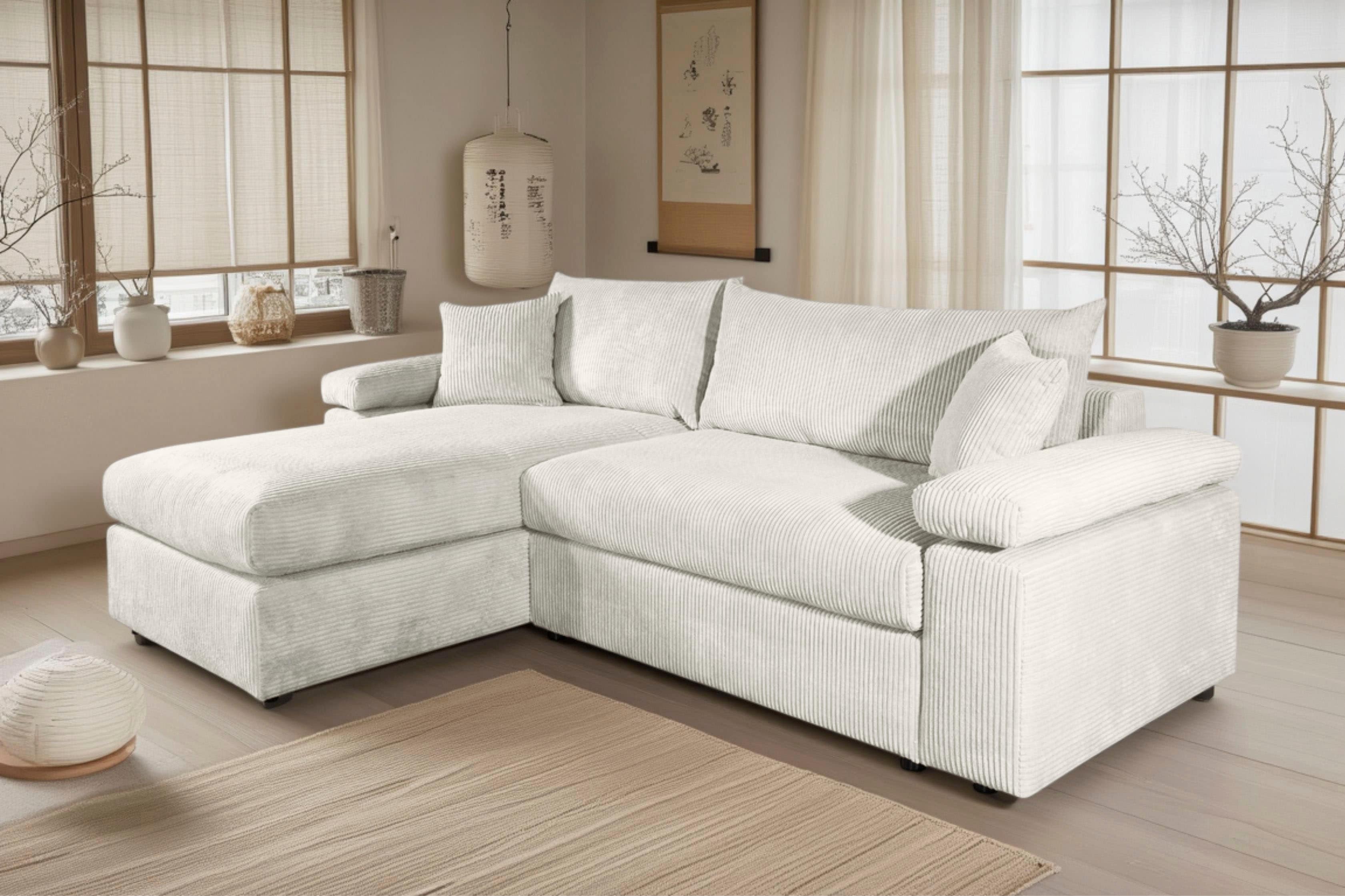 OTTO home "Cosy L-Form, B: 234 cm, Sitzaufbau im Sandwich-Federkern" 2 Zierkissen, Mega-Sofa, Cord oder Struktur weich, Kaltschaumauflage