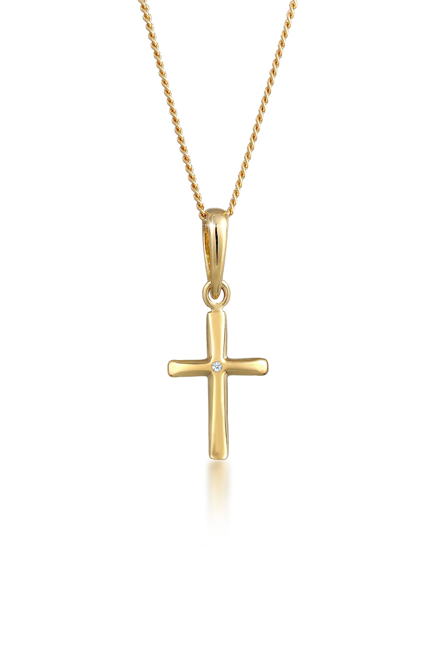 Collierkettchen »Kreuz Glaube Edel Diamant (0.005 ct.) 585 Gelbgold«