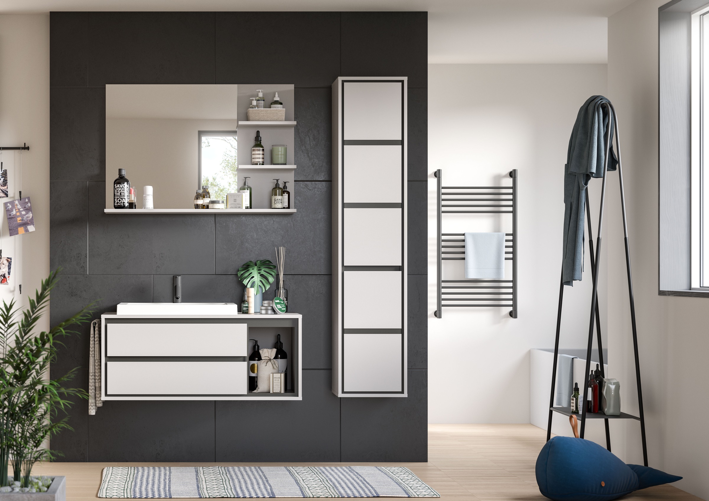 welltime Spiegel "Skygge, Breite 100 cm, 3 Ablageböden, hochwertiges Spiege günstig online kaufen