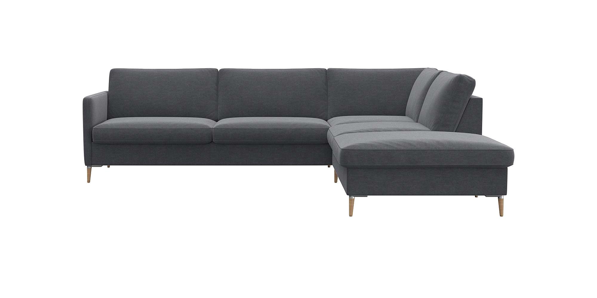 FLEXLUX Ecksofa "Fiore, super Sitzkomfort durch Kaltschaum im Sitz, L-Form" schmale Armlehnen, Füße Alu+ Eiche