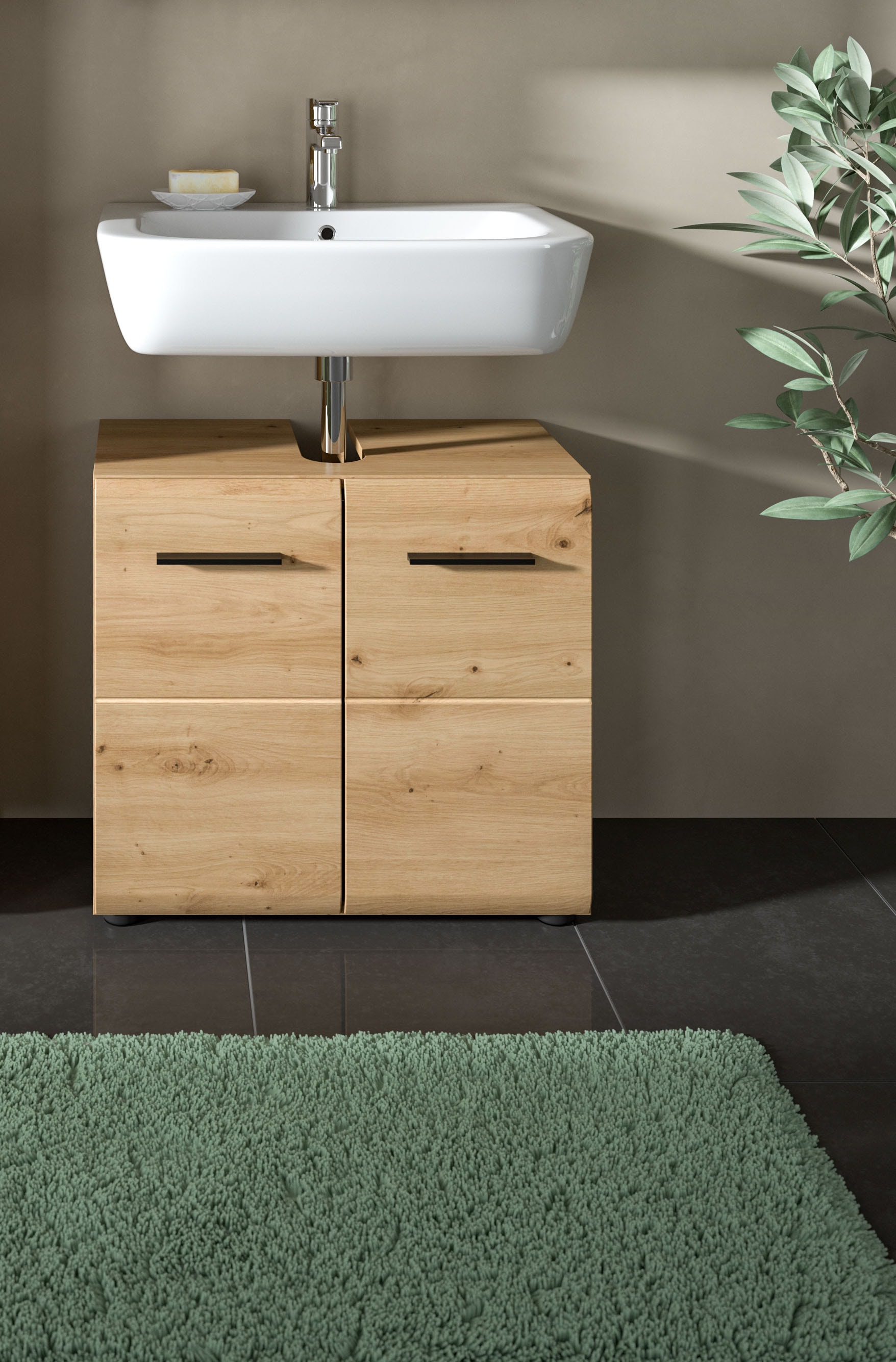 INOSIGN Waschbeckenunterschrank »FLORENZ, TOPSELLER!, Breite 60cm, 1 Einlegeboden, 2 Fächer«, (1 St.), Florenz, Waschbeckenunterschrank, Artisan Oak NB, 2 Türen, 2 Fächer