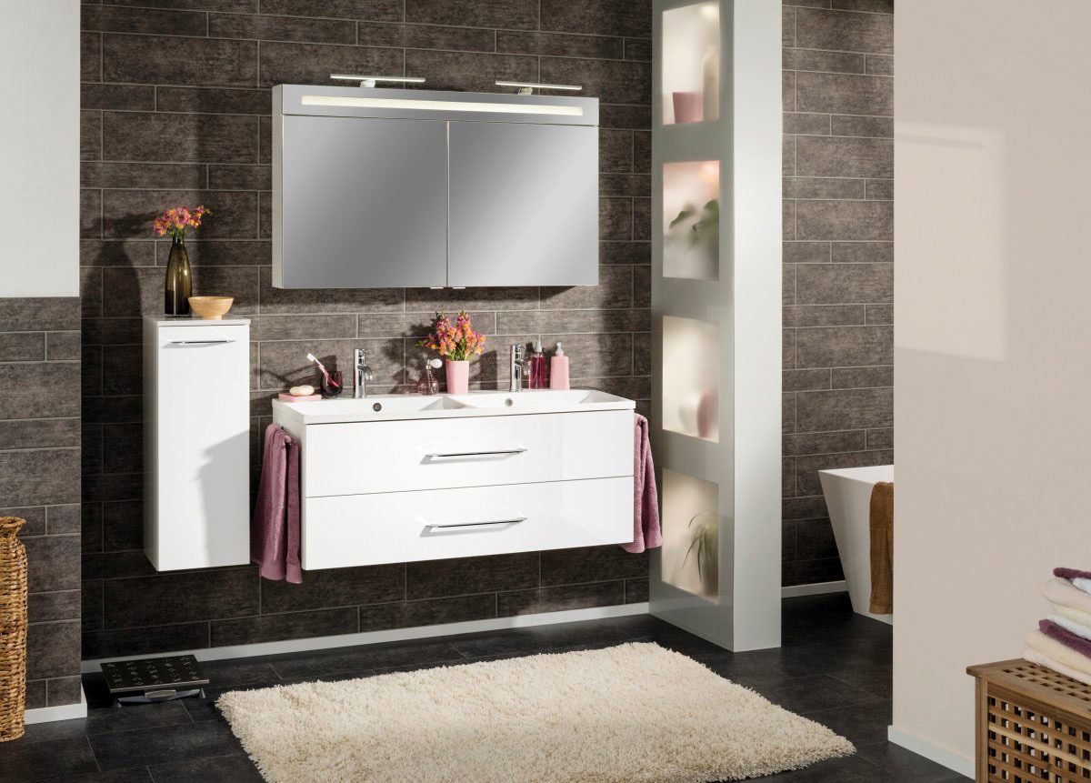 FACKELMANN Spiegelschrank »CL 120 - cm, doppelseitig | 2 weiß«, Badmöbel Breite Türen, verspiegelt BAUR 120