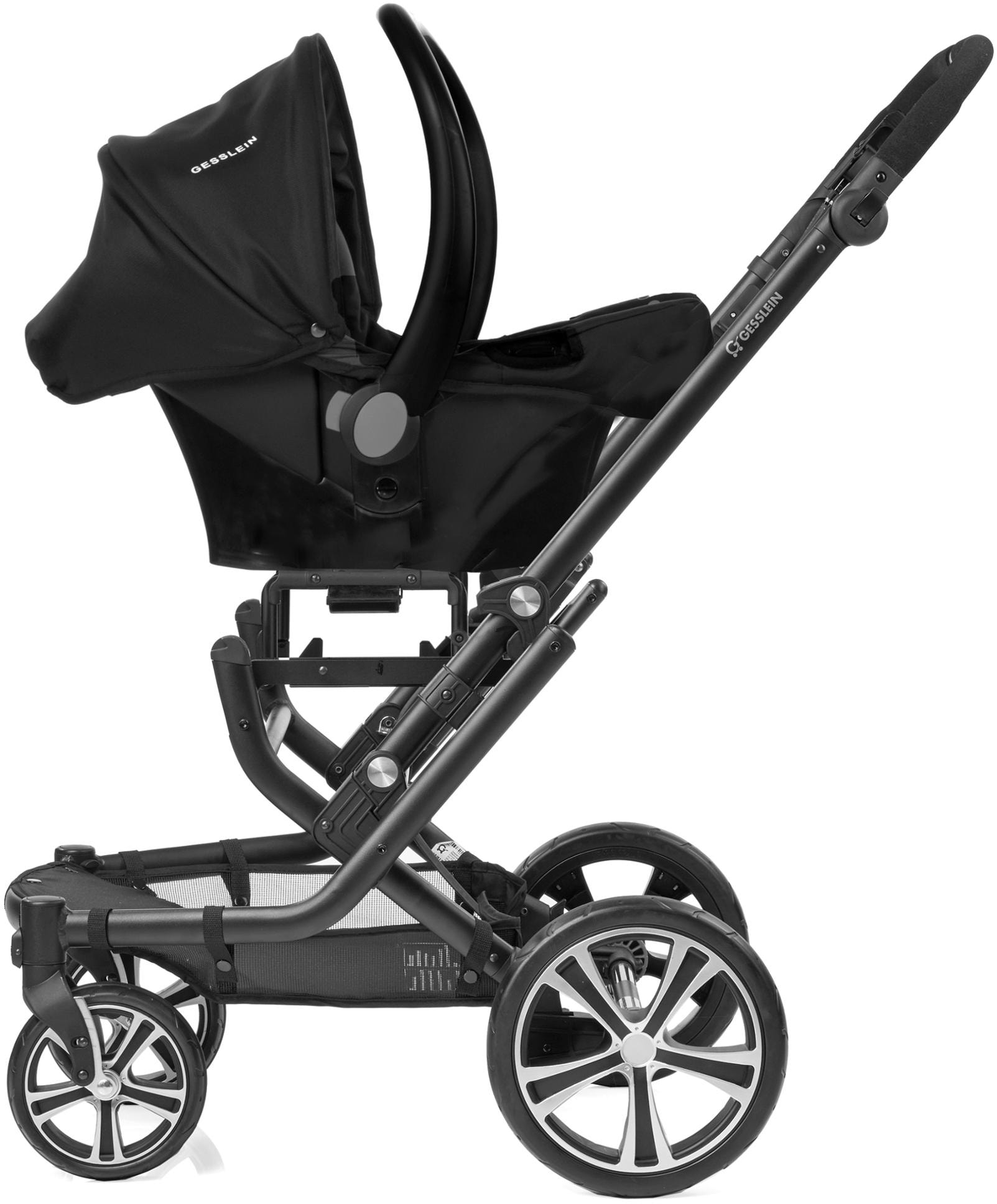 Gesslein Kombi-Kinderwagen »F6 Air+, Eloxiert Graphit mit Tragetasche C1 Lift, Anker«, Design & Handarbeit aus Deutschland