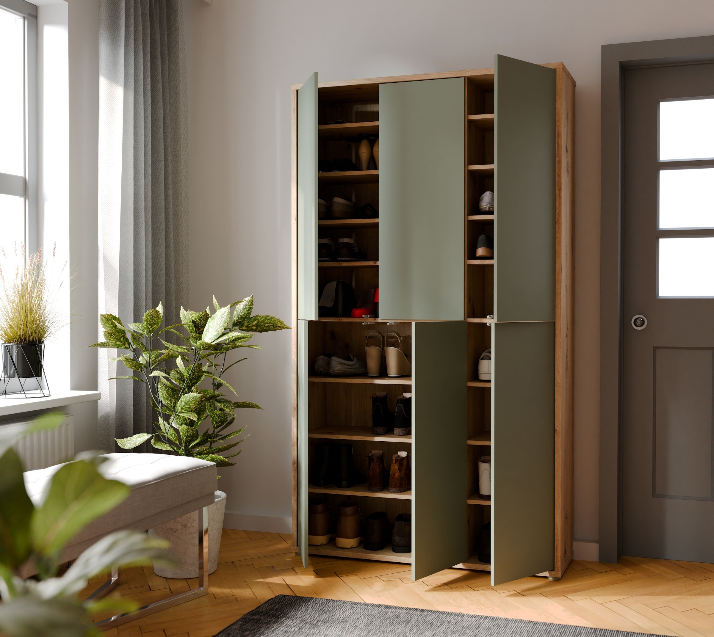 FORTE Schuhschrank »Alice Springs«, (B/H/T 109,2/191,9/34,9 cm), Stauraumschrank, Mehrzweckschrank, (B/H 109cm x 192cm), mit 16 Böden