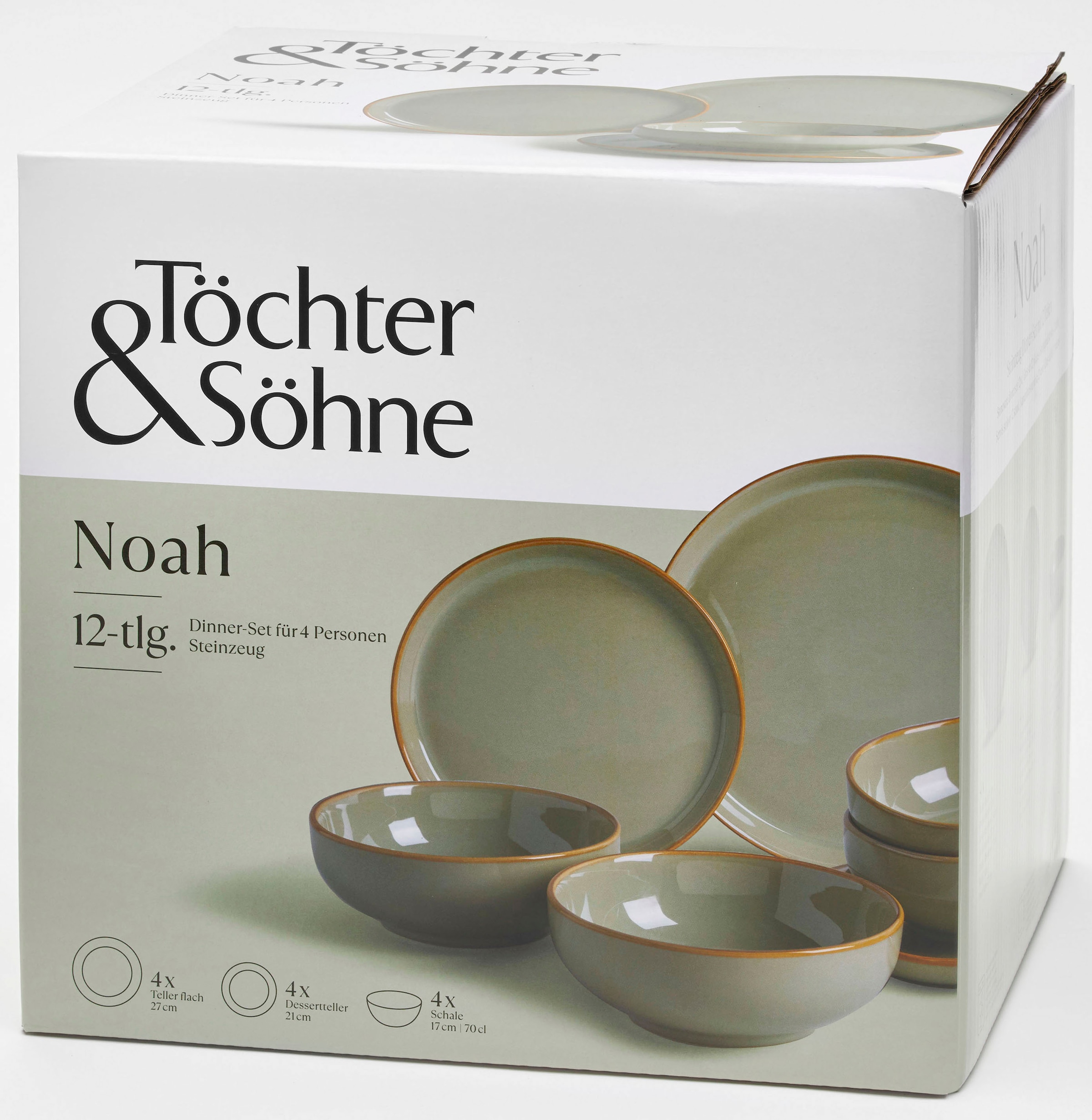 Töchter & Söhne Kombiservice »Noah«, (Set, 12 tlg.), reaktive Farbglasur, jedes Stück ein Unikat