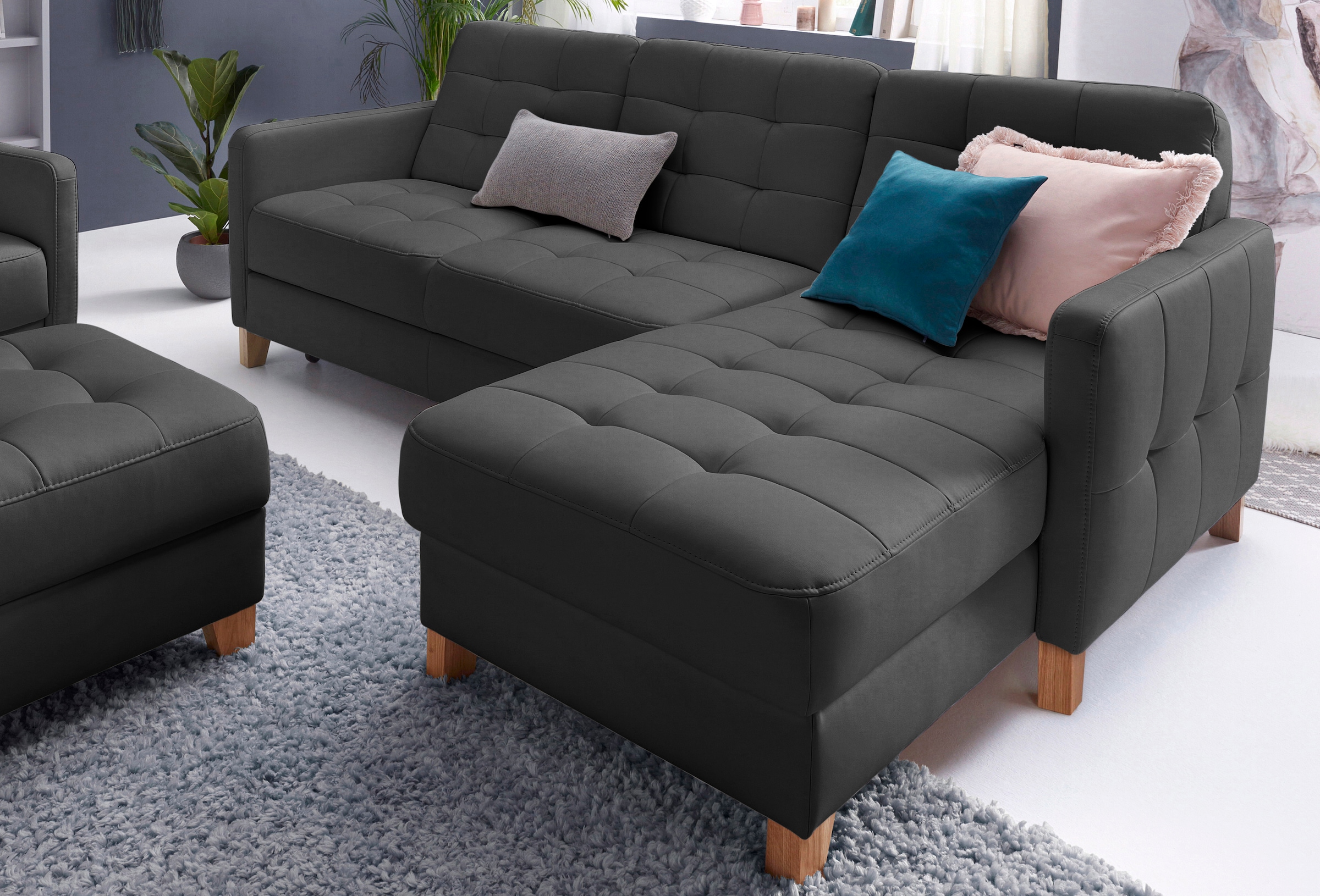 exxpo - sofa fashion Ecksofa »Elio, kompakt und komfortabel, bequem und zeitloses Design, L-Form«, wahlweise mit Bettfunktion