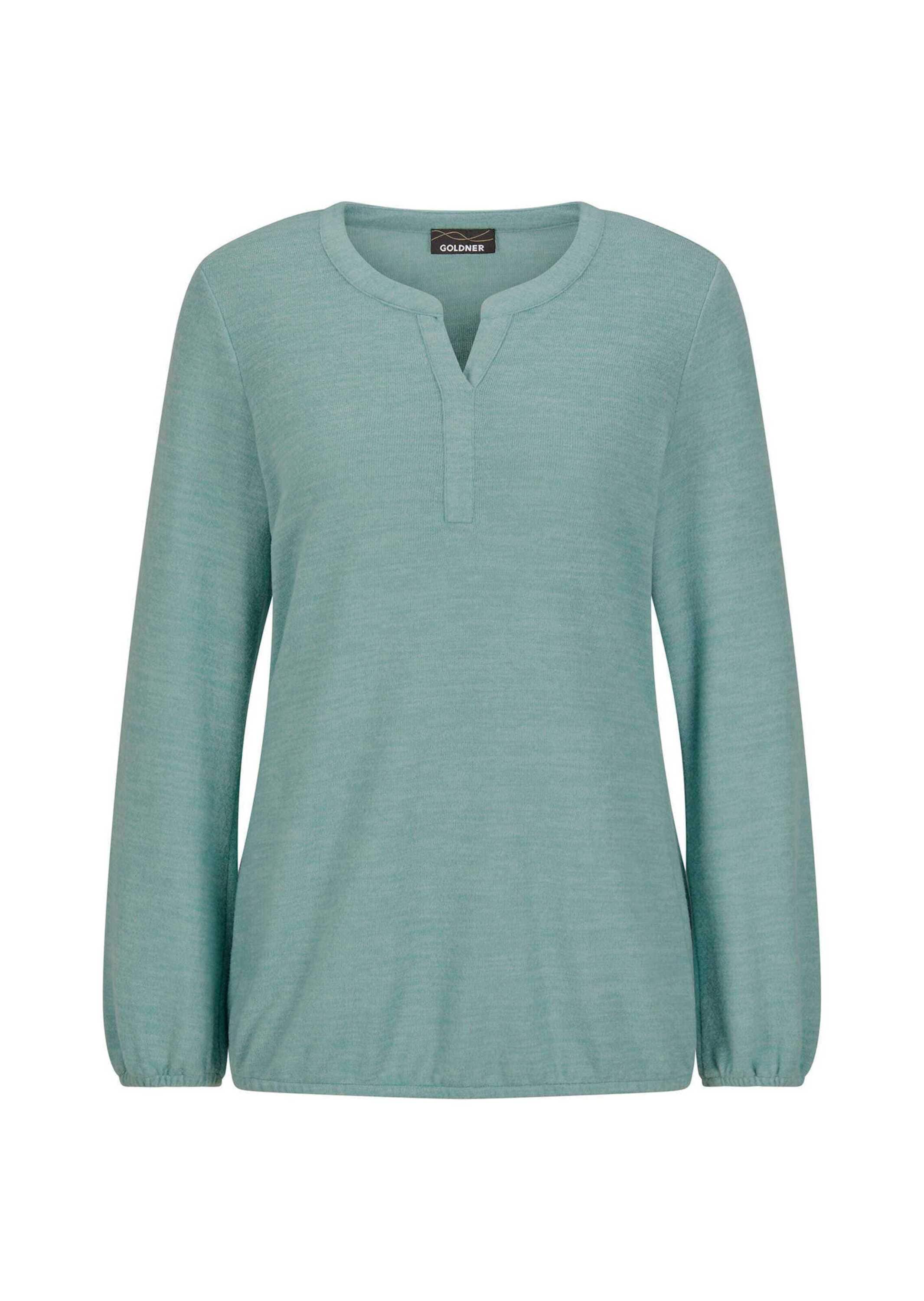 GOLDNER Langarmshirt "Elegante Bluse mit Zierblende, Rundhals" Gummibündche günstig online kaufen