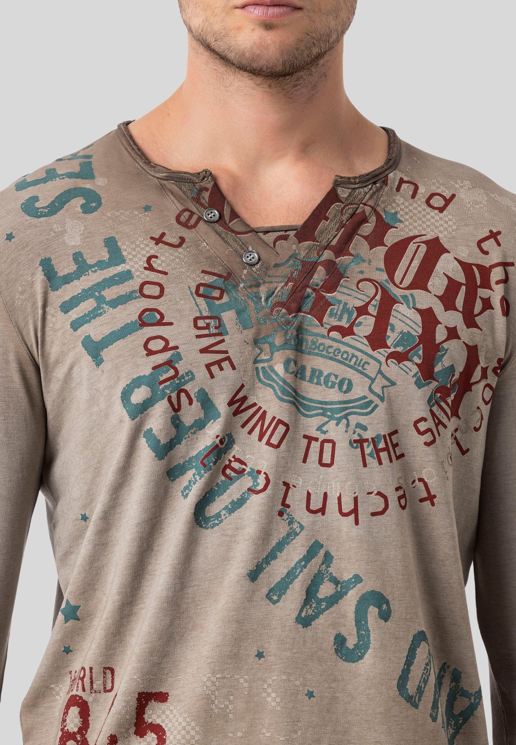 Cipo & Baxx T-Shirt »Sweatshirts«, mit Knopfleiste am Ausschnitt