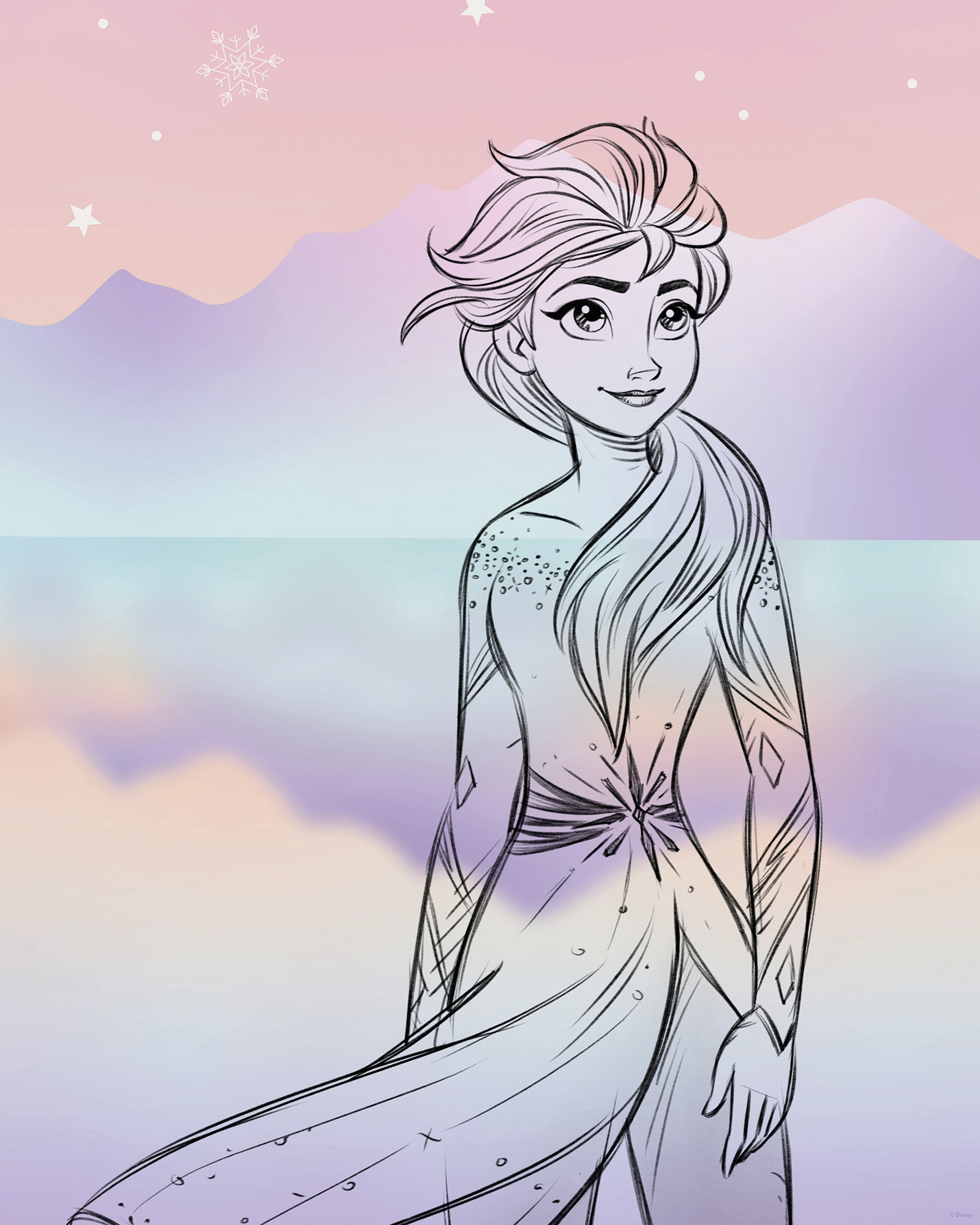 Komar Wandbild »Disney Frozen Pastell Lights«, Disney, (Set, 1 St.), 40 x 50 cm (Breite x Höhe) - Kinderzimmer, Dekoration