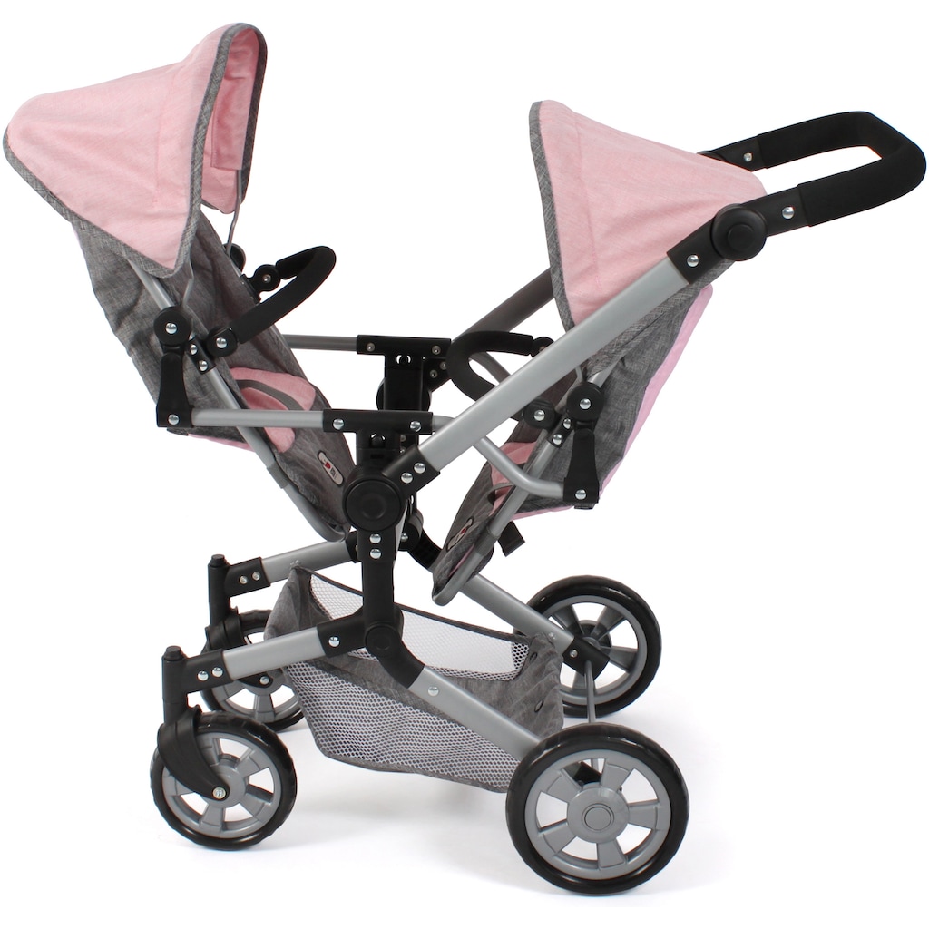 CHIC2000 Puppen-Zwillingsbuggy »Linus Duo, Grau-Rosa«